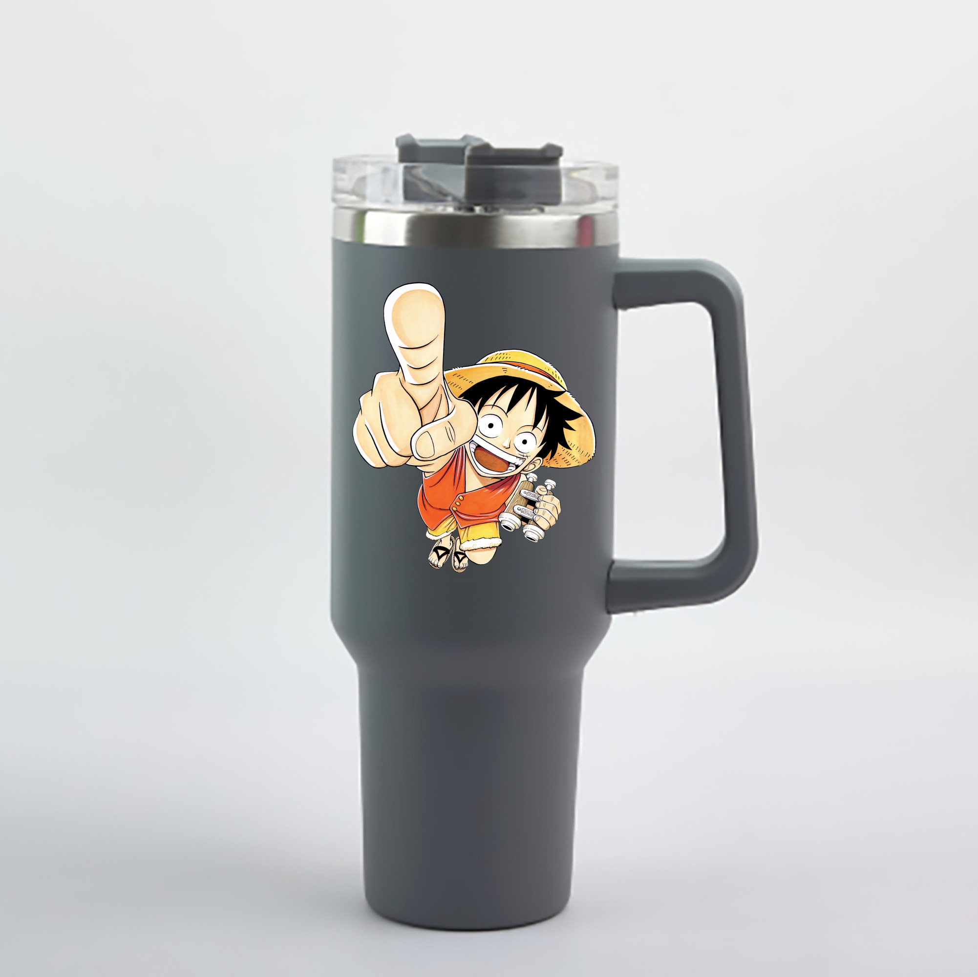ワンピース モンキー・D・ルフィ ONE PIECE Monkey D. Luffy 1200mL車用タンブラー - クリスタルステッカー（プラスチックストロー付き）