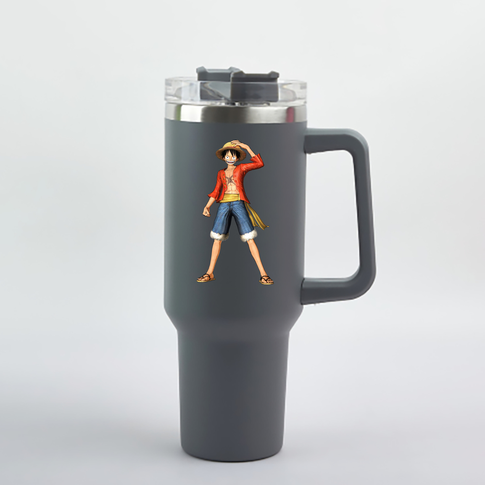 ワンピース モンキー・D・ルフィ ONE PIECE Monkey D. Luffy 1200mL車用タンブラー - クリスタルステッカー（プラスチックストロー付き）