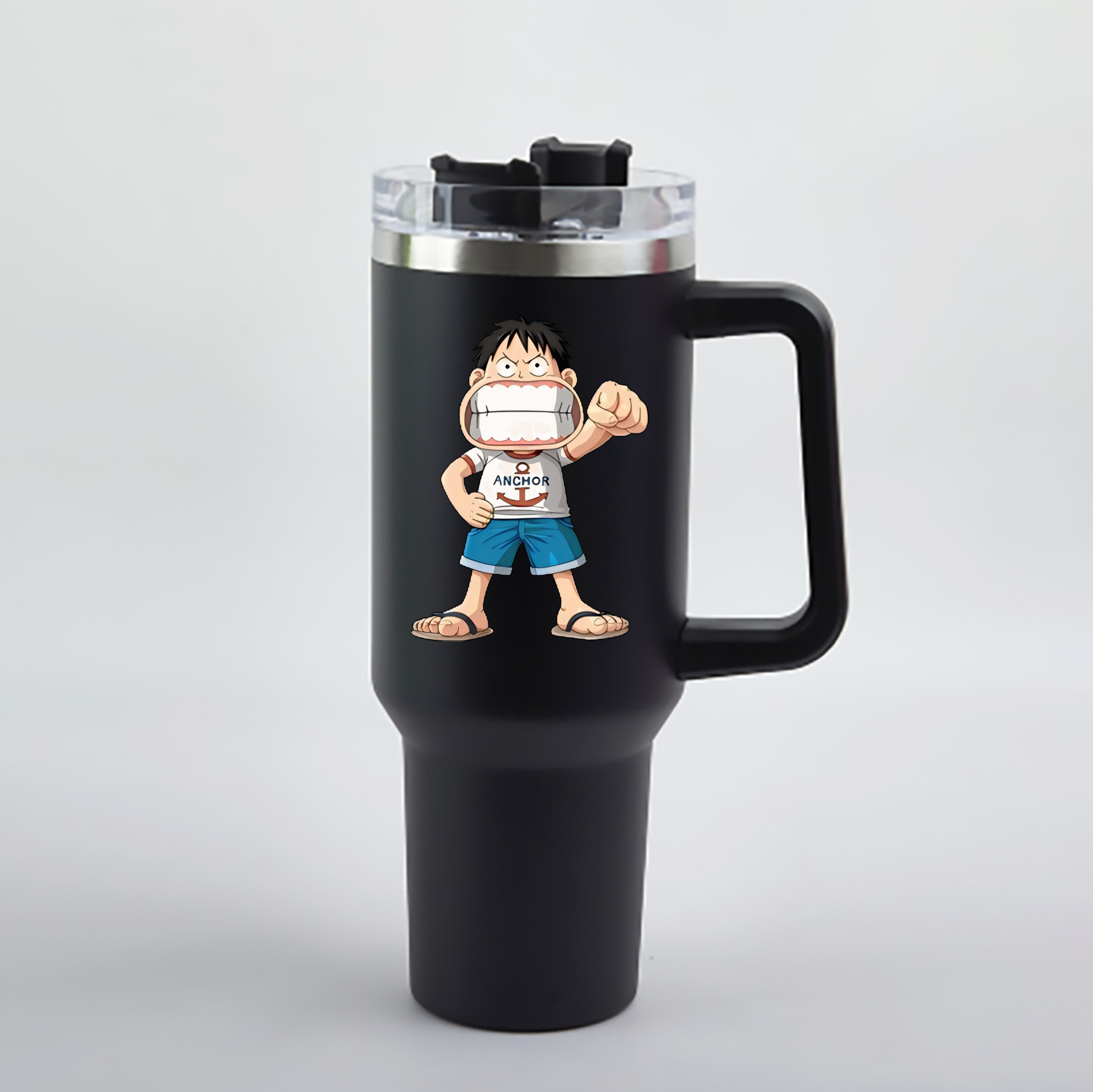（画像用） ワンピース モンキー・D・ルフィ ONE PIECE Monkey D. Luffy 1200mL車用タンブラー - クリスタルステッカー（プラスチックストロー付き）