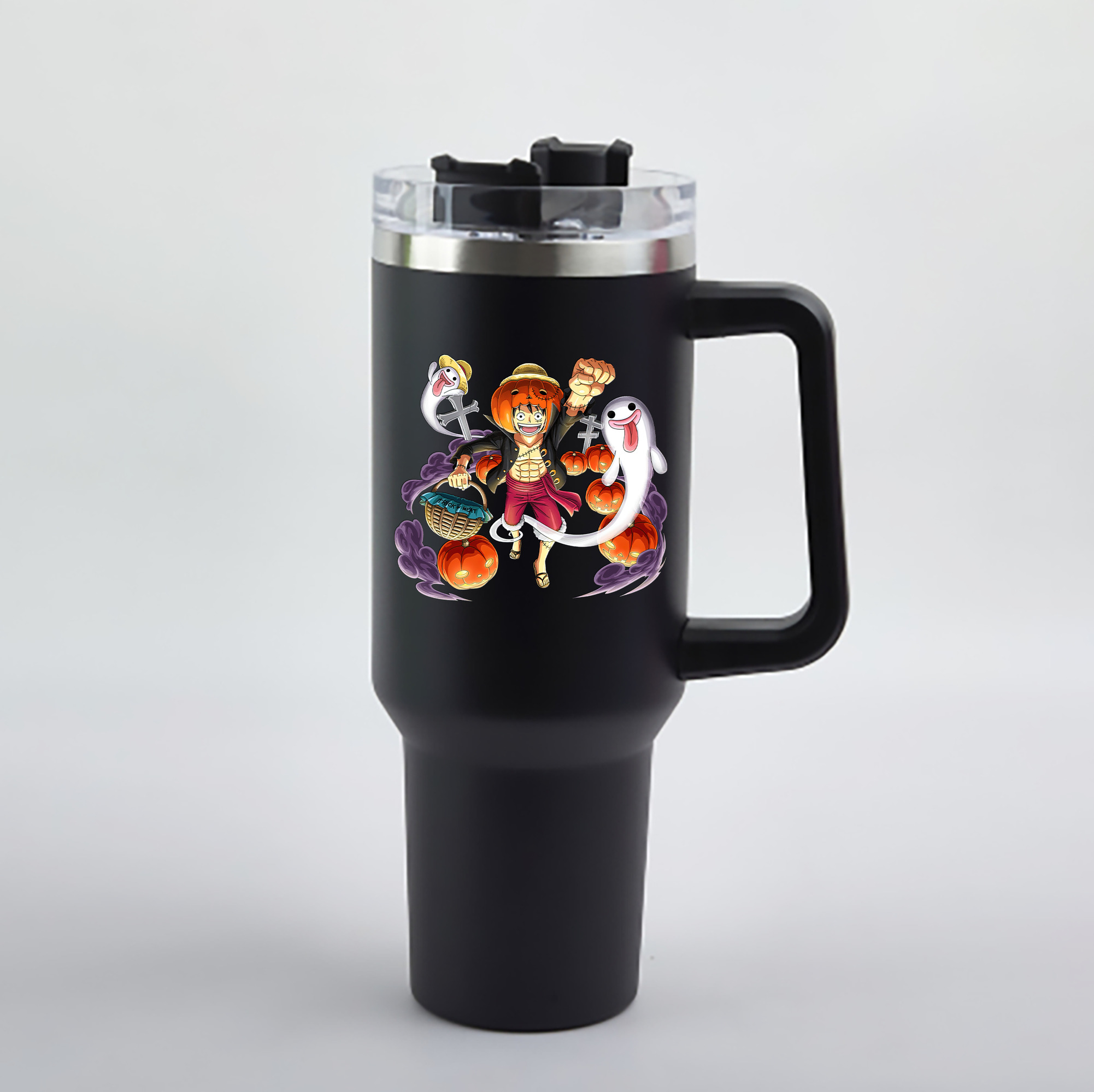 ワンピース モンキー・D・ルフィ ONE PIECE Monkey D. Luffy 1200mL車用タンブラー - クリスタルステッカー（プラスチックストロー付き）