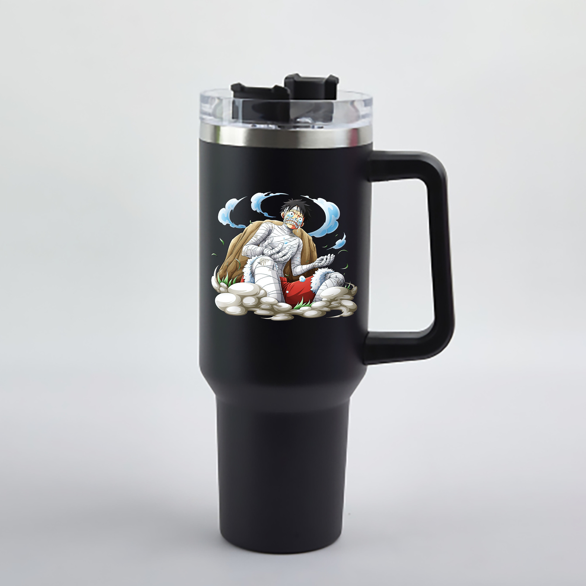 ワンピース モンキー・D・ルフィ ONE PIECE Monkey D. Luffy 1200mL車用タンブラー - クリスタルステッカー（プラスチックストロー付き）