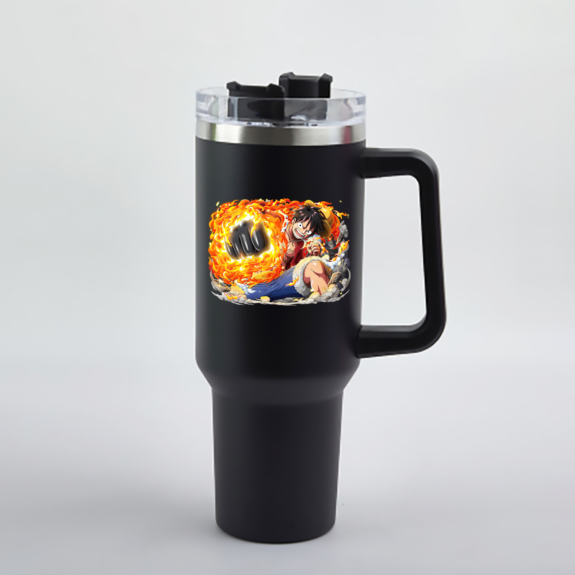 ワンピース モンキー・D・ルフィ ONE PIECE Monkey D. Luffy 1200mL車用タンブラー - クリスタルステッカー（プラスチックストロー付き）