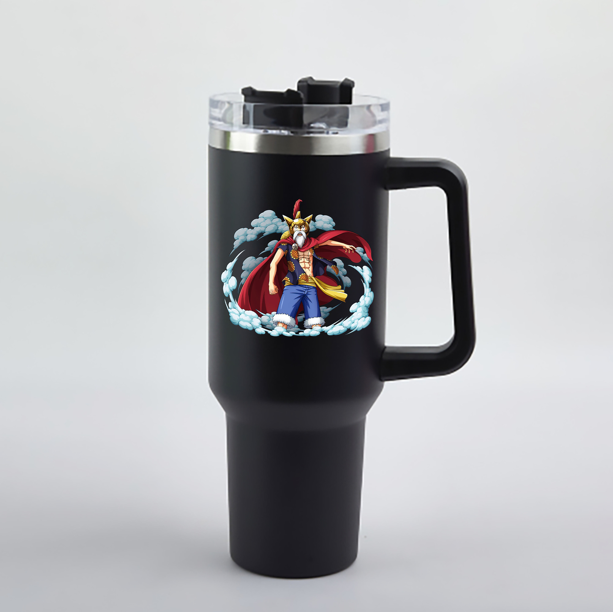 ワンピース モンキー・D・ルフィ ONE PIECE Monkey D. Luffy 1200mL車用タンブラー - クリスタルステッカー（プラスチックストロー付き）