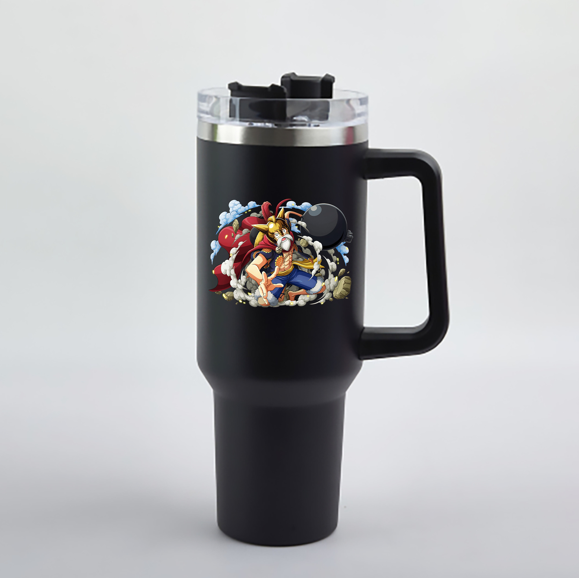 ワンピース モンキー・D・ルフィ ONE PIECE Monkey D. Luffy 1200mL車用タンブラー - クリスタルステッカー（プラスチックストロー付き）