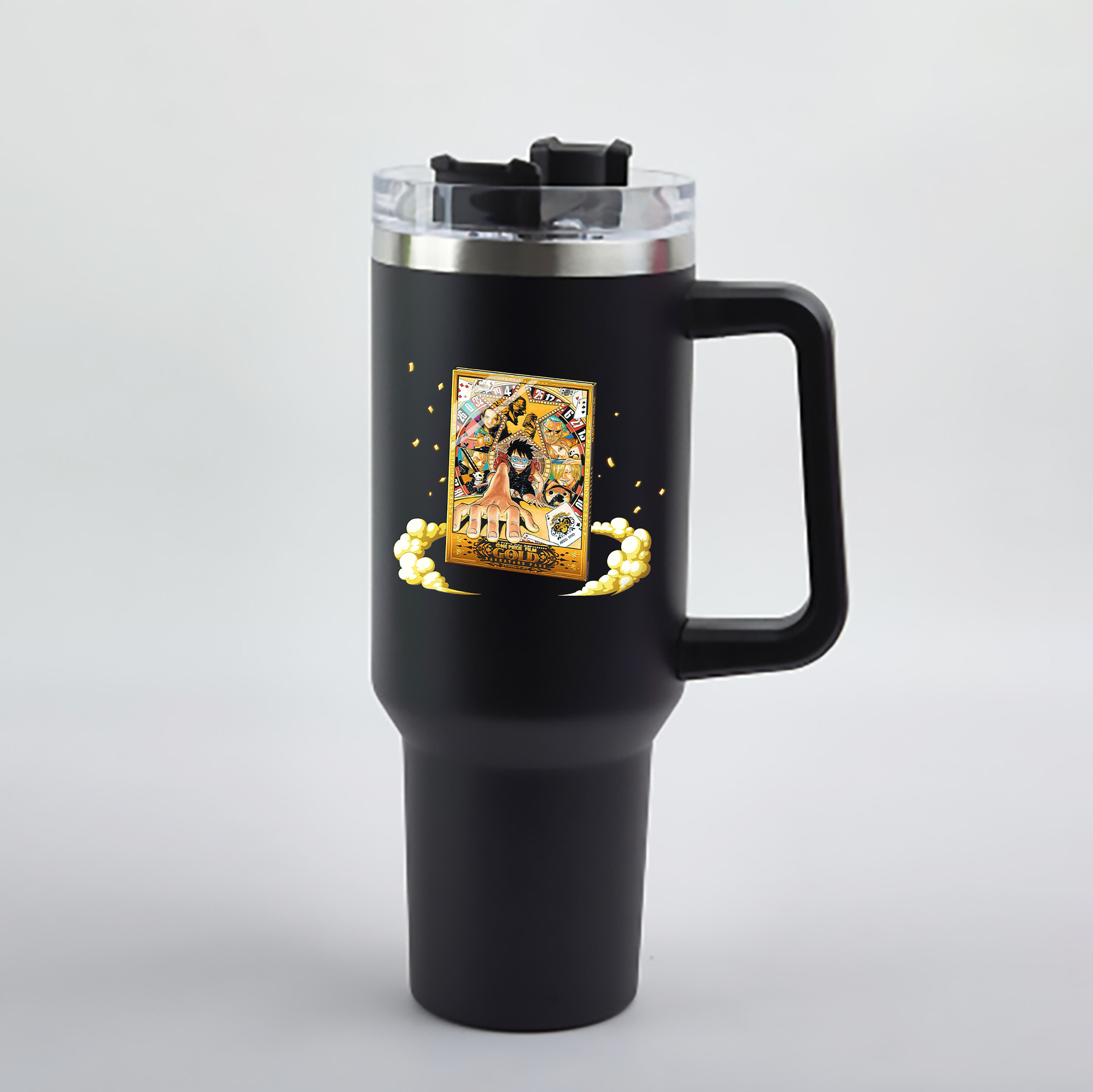 ワンピース モンキー・D・ルフィ ONE PIECE Monkey D. Luffy 1200mL車用タンブラー - クリスタルステッカー（プラスチックストロー付き）