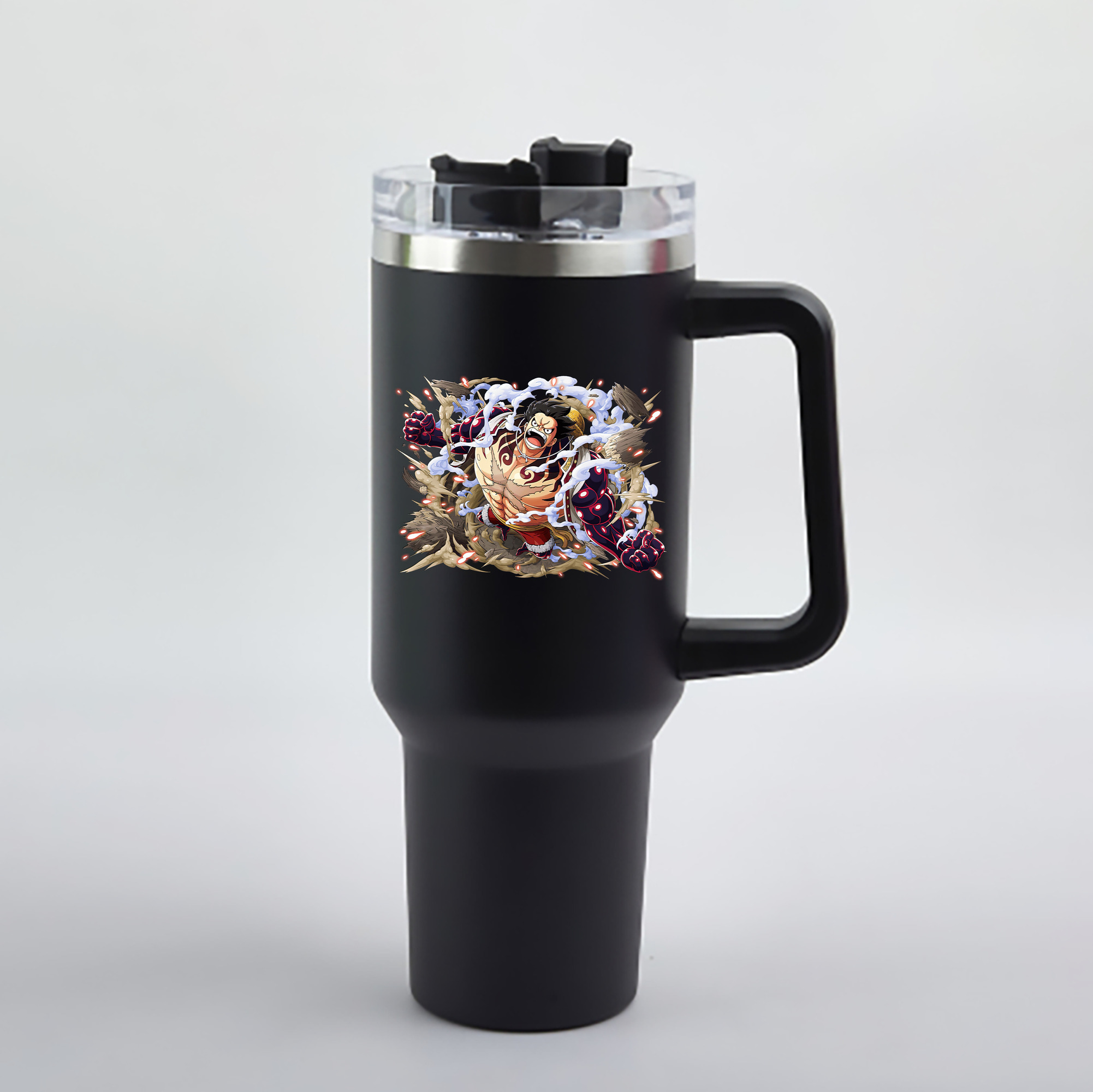 ワンピース モンキー・D・ルフィ ONE PIECE Monkey D. Luffy 1200mL車用タンブラー - クリスタルステッカー（プラスチックストロー付き）