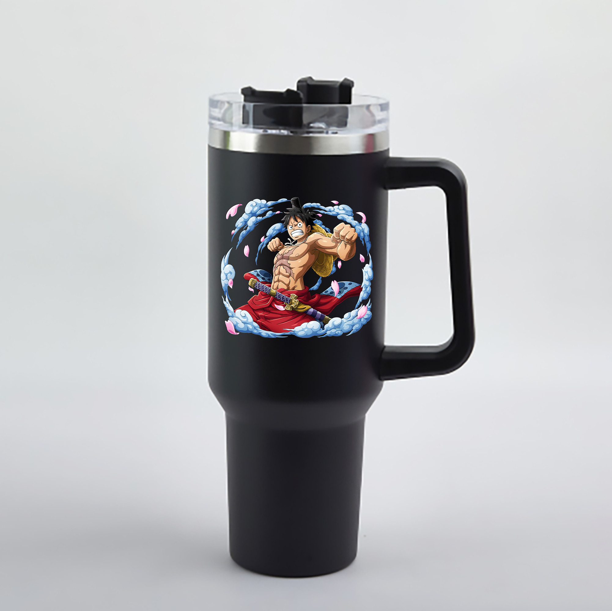 ワンピース モンキー・D・ルフィ ONE PIECE Monkey D. Luffy 1200mL車用タンブラー - クリスタルステッカー（プラスチックストロー付き）
