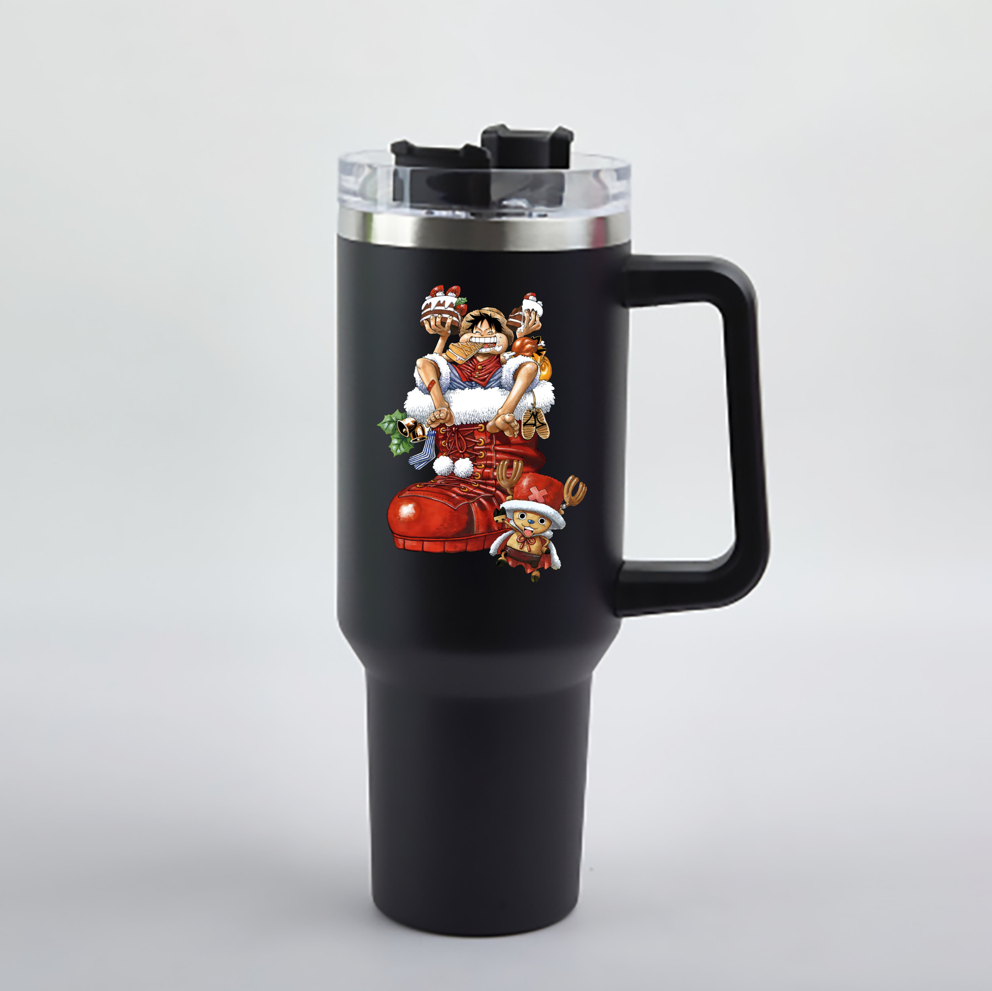 ワンピース モンキー・D・ルフィ ONE PIECE Monkey D. Luffy 1200mL車用タンブラー - クリスタルステッカー（プラスチックストロー付き）