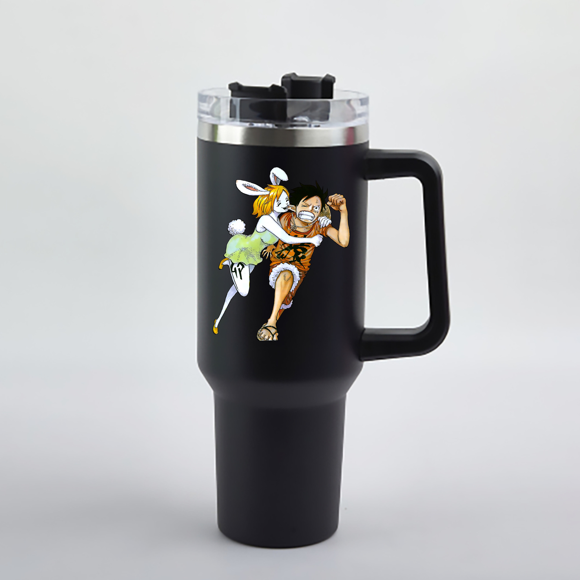 ワンピース モンキー・D・ルフィ ONE PIECE Monkey D. Luffy 1200mL車用タンブラー - クリスタルステッカー（プラスチックストロー付き）