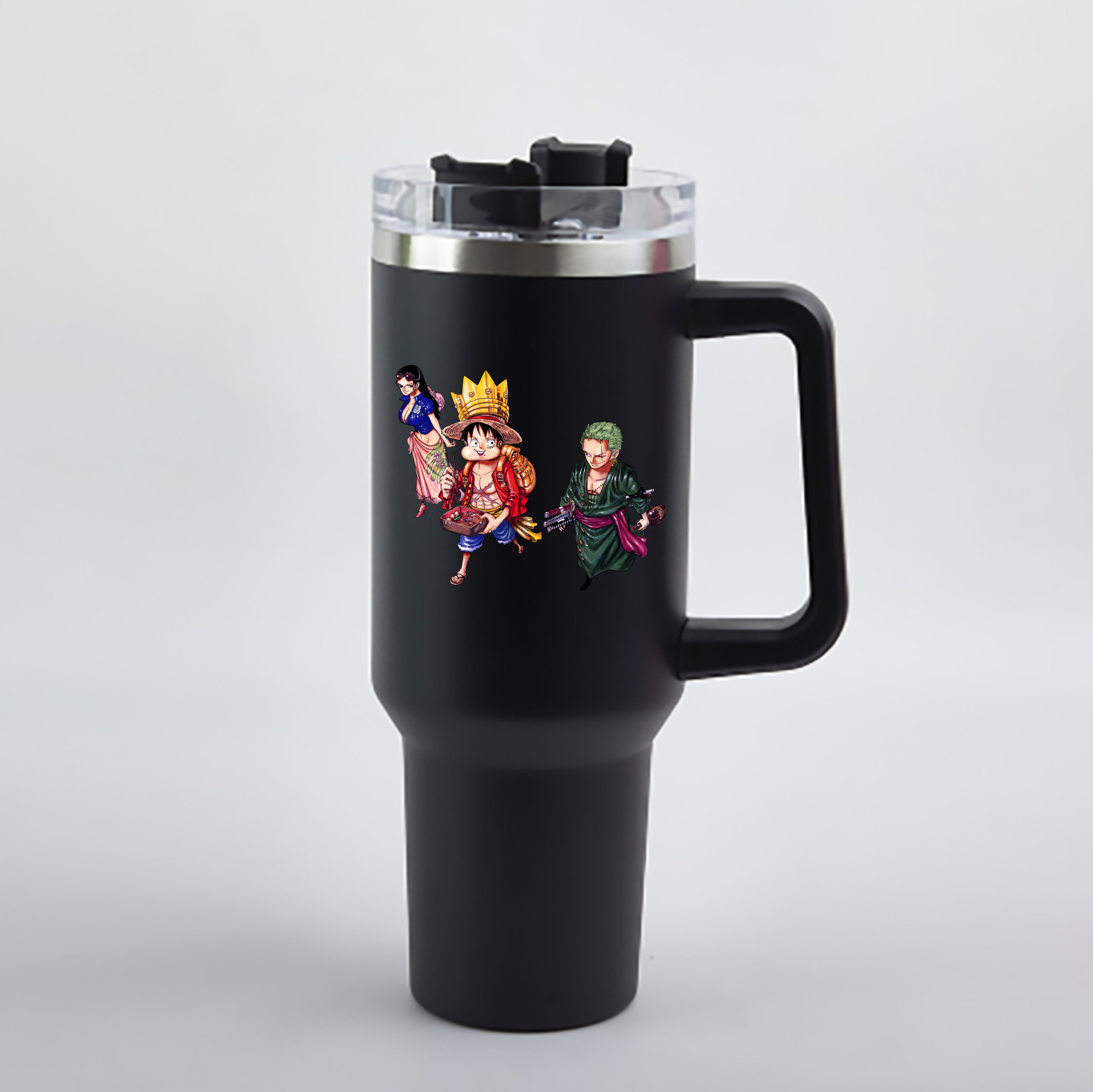 ワンピース モンキー・D・ルフィ ONE PIECE Monkey D. Luffy 1200mL車用タンブラー - クリスタルステッカー（プラスチックストロー付き）
