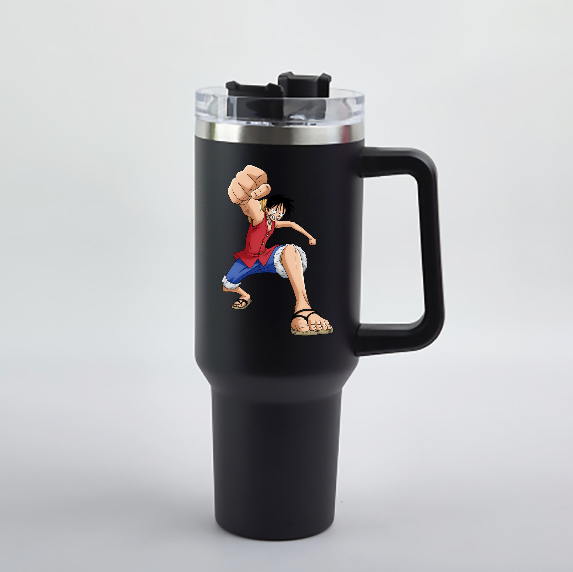 ワンピース モンキー・D・ルフィ ONE PIECE Monkey D. Luffy 1200mL車用タンブラー - クリスタルステッカー（プラスチックストロー付き）
