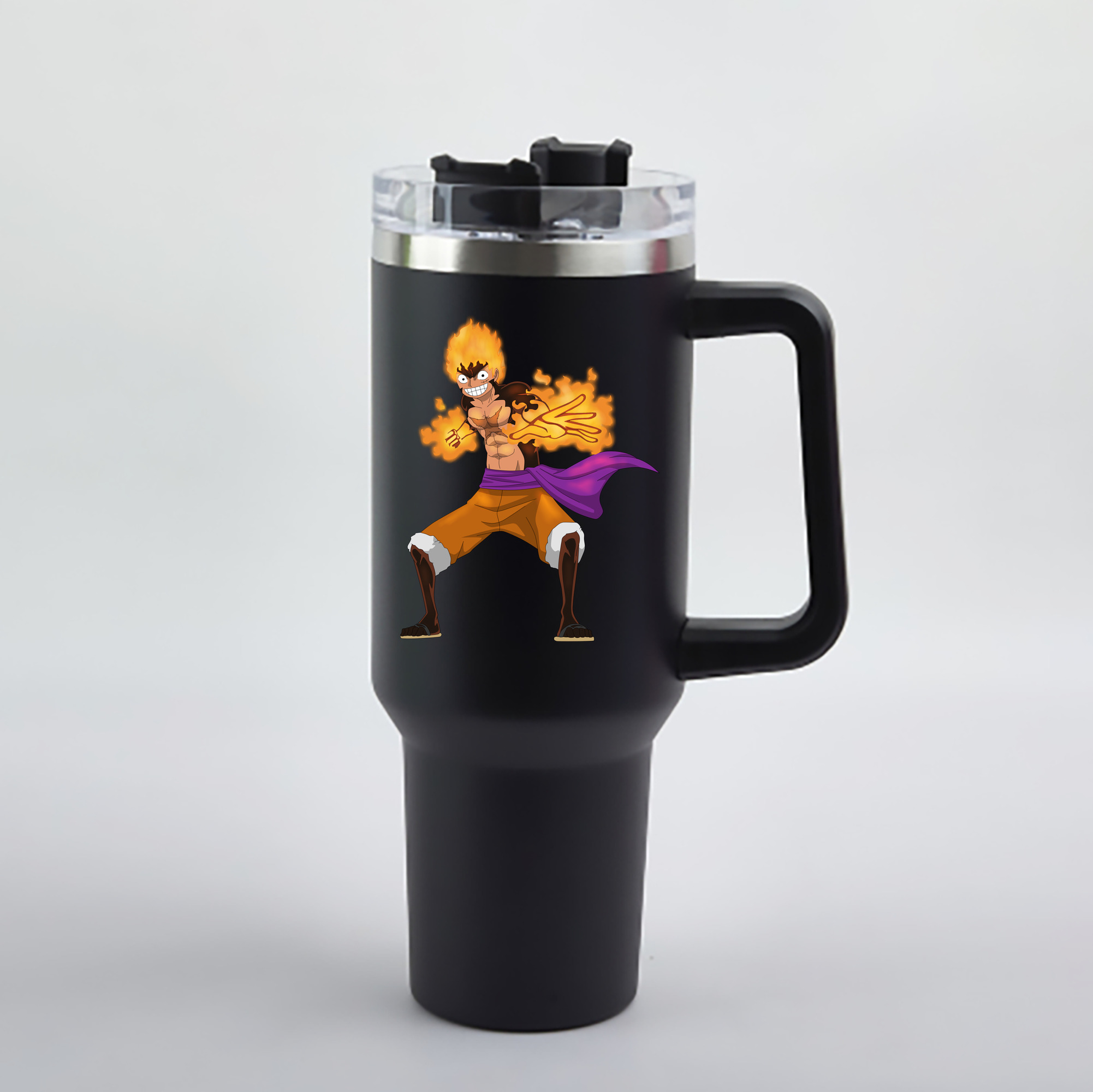 ワンピース モンキー・D・ルフィ ONE PIECE Monkey D. Luffy 1200mL車用タンブラー - クリスタルステッカー（プラスチックストロー付き）