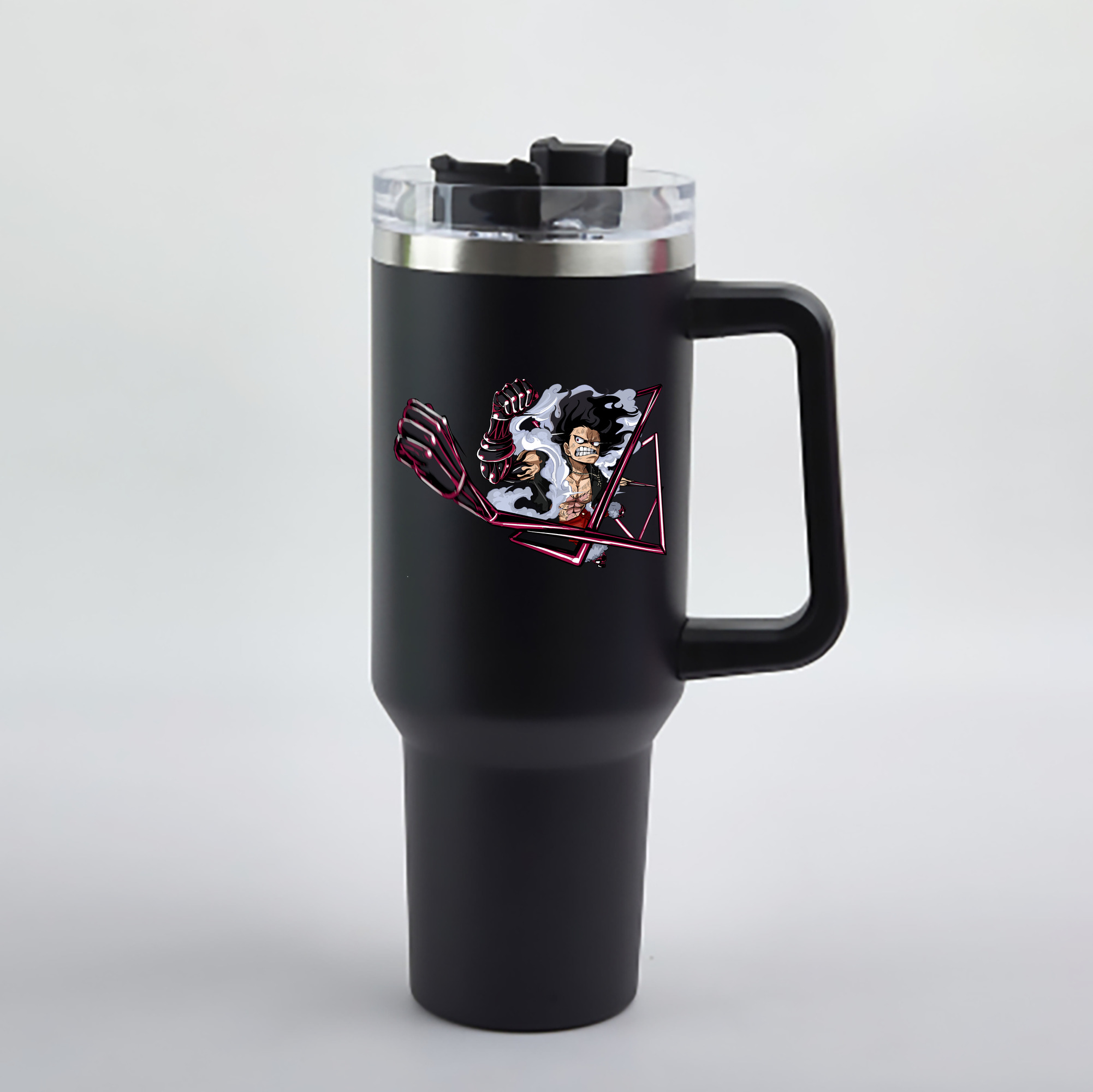 ワンピース モンキー・D・ルフィ ONE PIECE Monkey D. Luffy 1200mL車用タンブラー - クリスタルステッカー（プラスチックストロー付き）