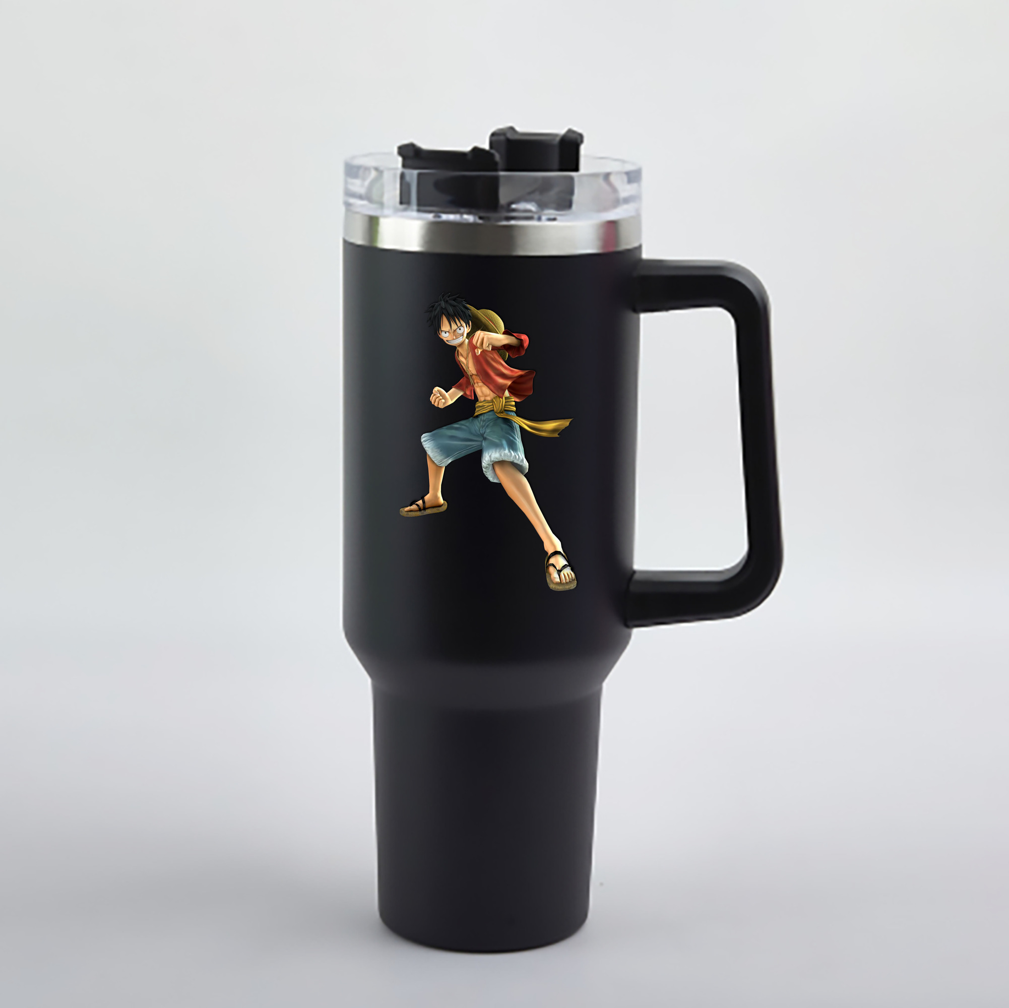 ワンピース モンキー・D・ルフィ ONE PIECE Monkey D. Luffy 1200mL車用タンブラー - クリスタルステッカー（プラスチックストロー付き）