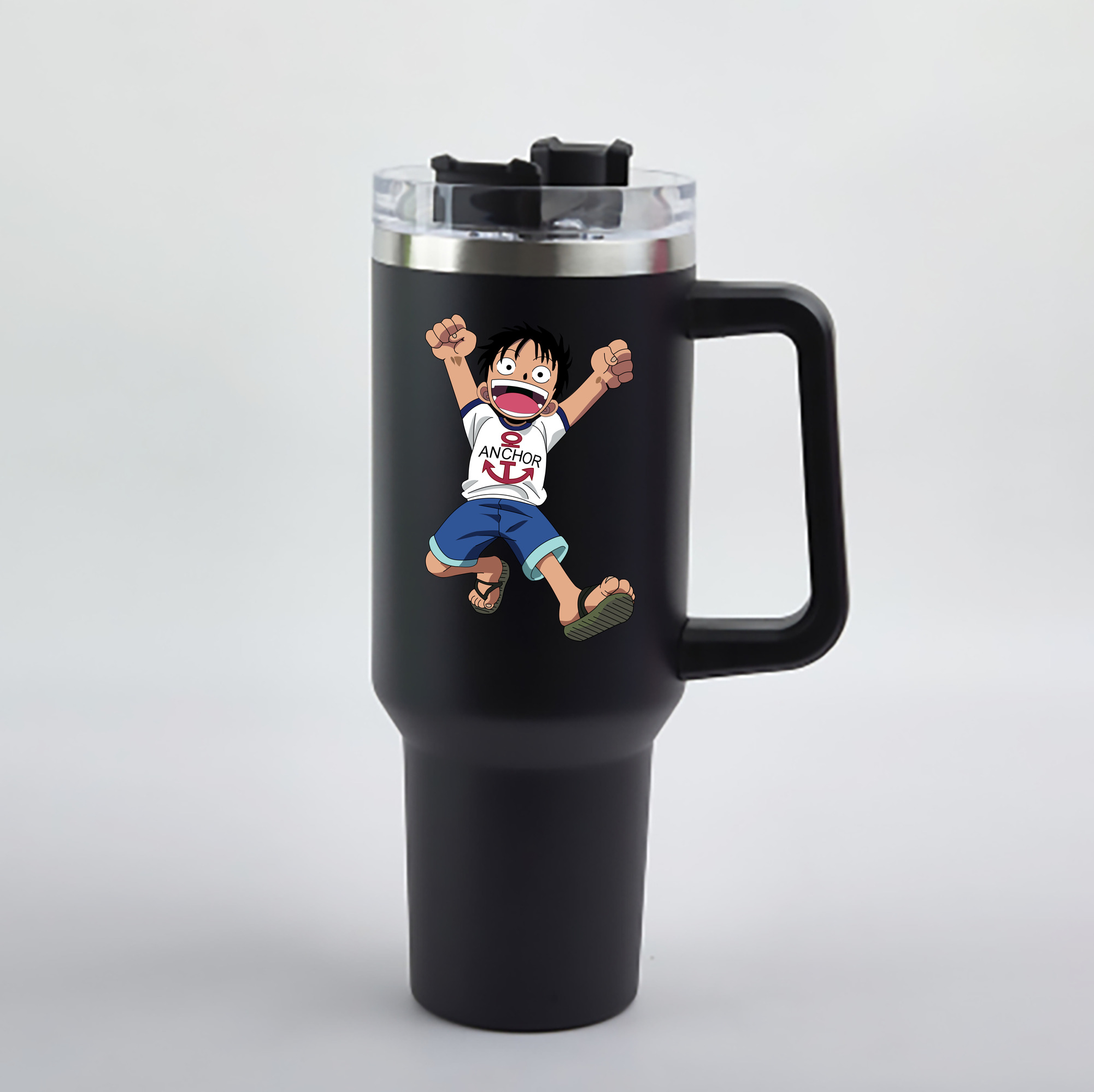 ワンピース モンキー・D・ルフィ ONE PIECE Monkey D. Luffy 1200mL車用タンブラー - クリスタルステッカー（プラスチックストロー付き）