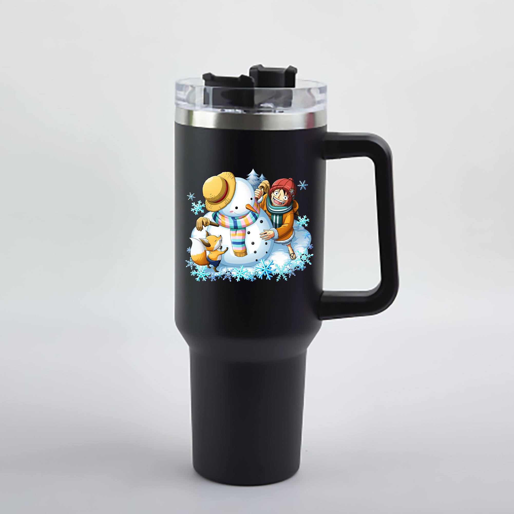 ワンピース モンキー・D・ルフィ ONE PIECE Monkey D. Luffy 1200mL車用タンブラー - クリスタルステッカー（プラスチックストロー付き）