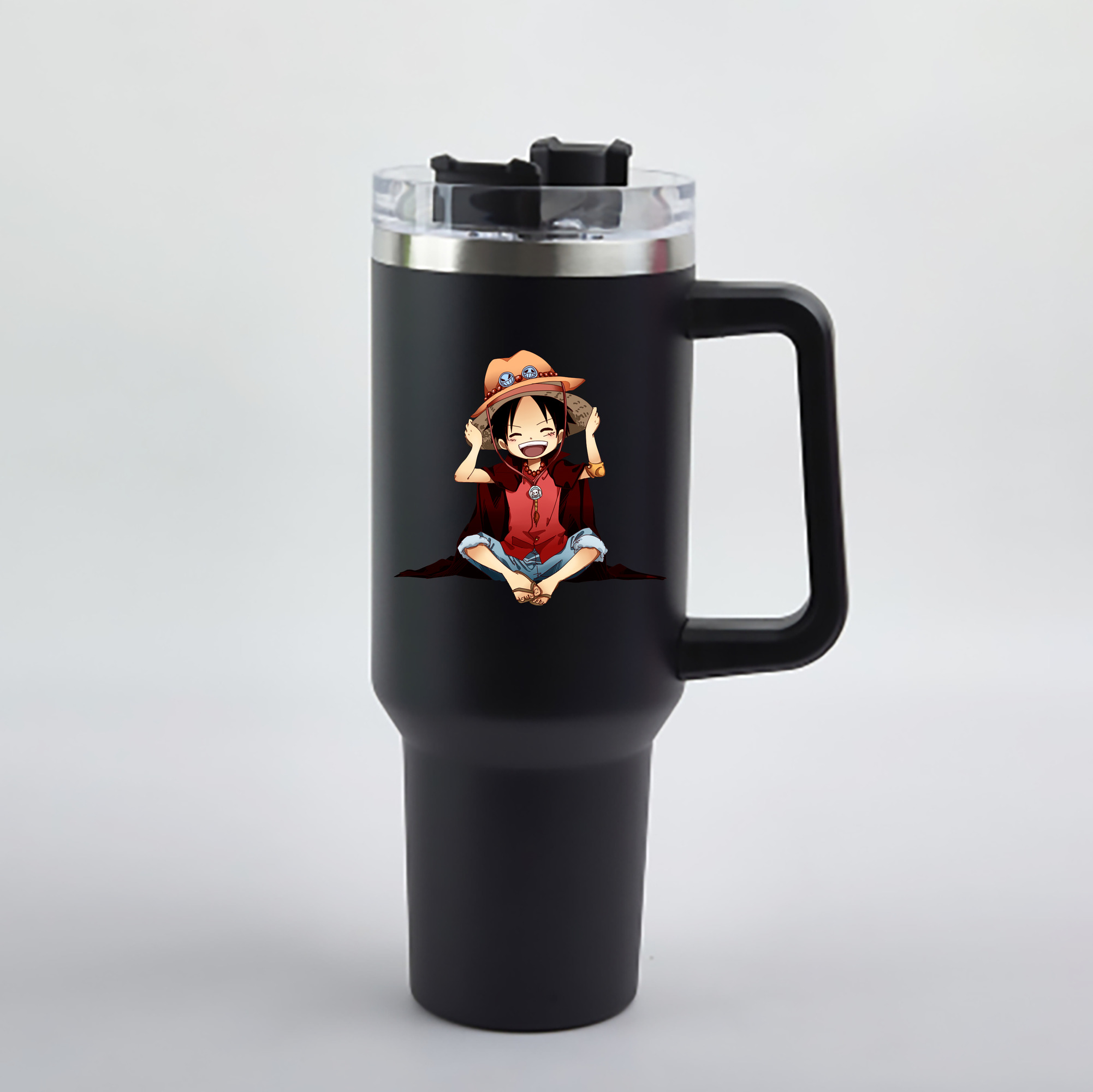 ワンピース モンキー・D・ルフィ ONE PIECE Monkey D. Luffy 1200mL車用タンブラー - クリスタルステッカー（プラスチックストロー付き）