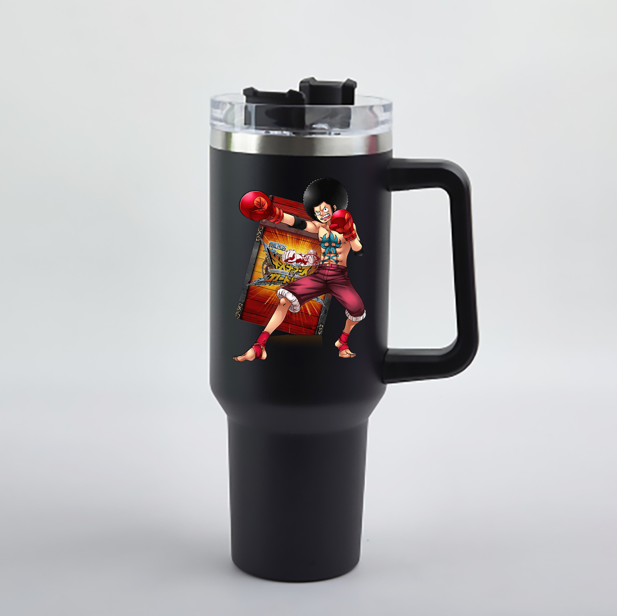 ワンピース モンキー・D・ルフィ ONE PIECE Monkey D. Luffy 1200mL車用タンブラー - クリスタルステッカー（プラスチックストロー付き）