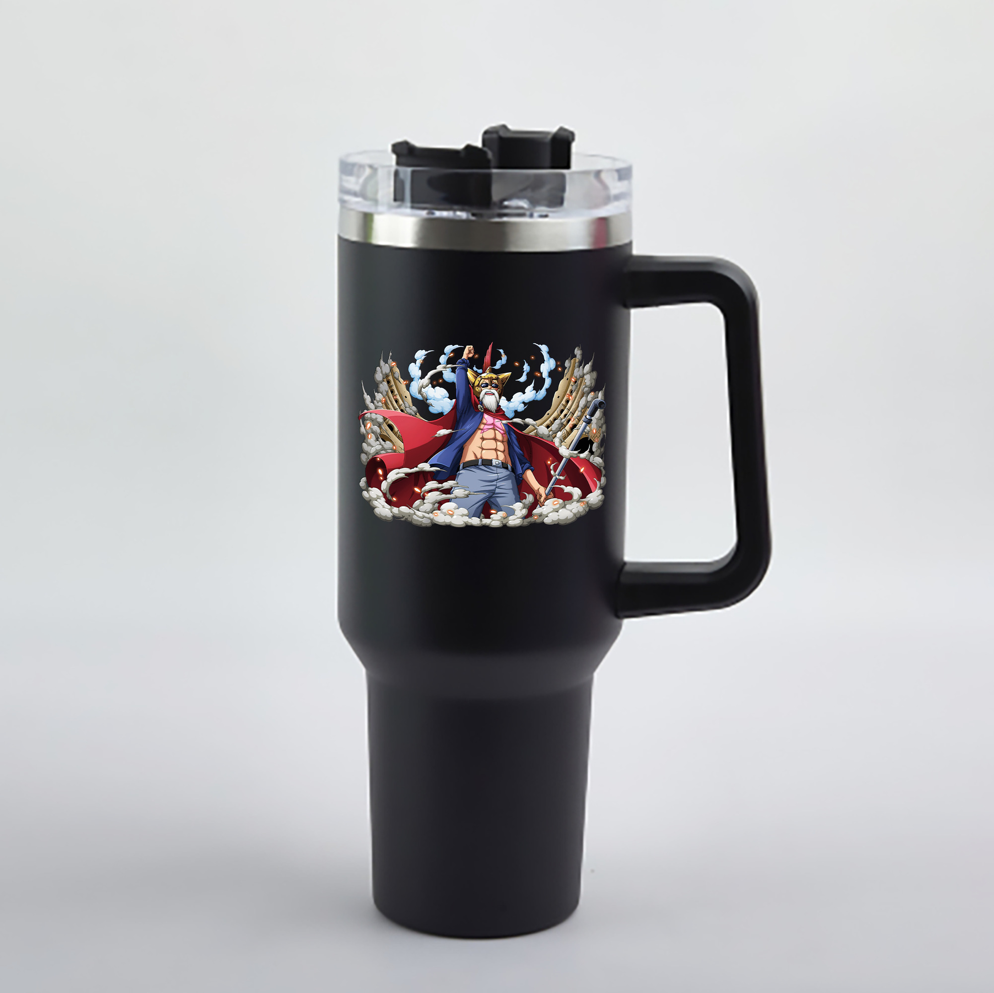 ワンピース モンキー・D・ルフィ ONE PIECE Monkey D. Luffy 1200mL車用タンブラー - クリスタルステッカー（プラスチックストロー付き）