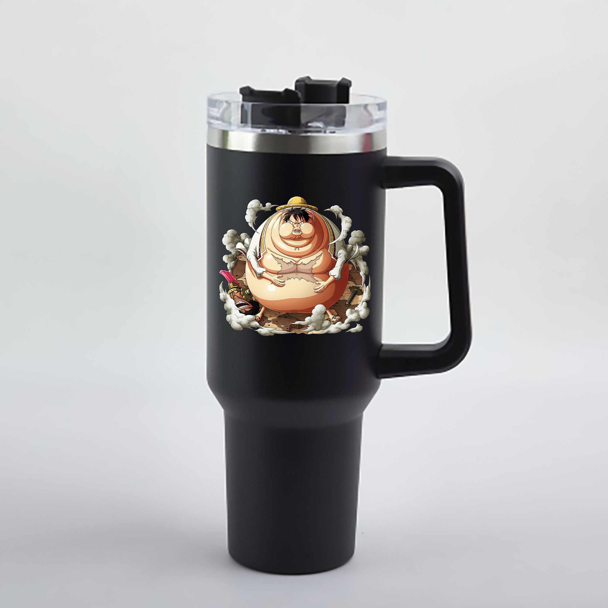 ワンピース モンキー・D・ルフィ ONE PIECE Monkey D. Luffy 1200mL車用タンブラー - クリスタルステッカー（プラスチックストロー付き）