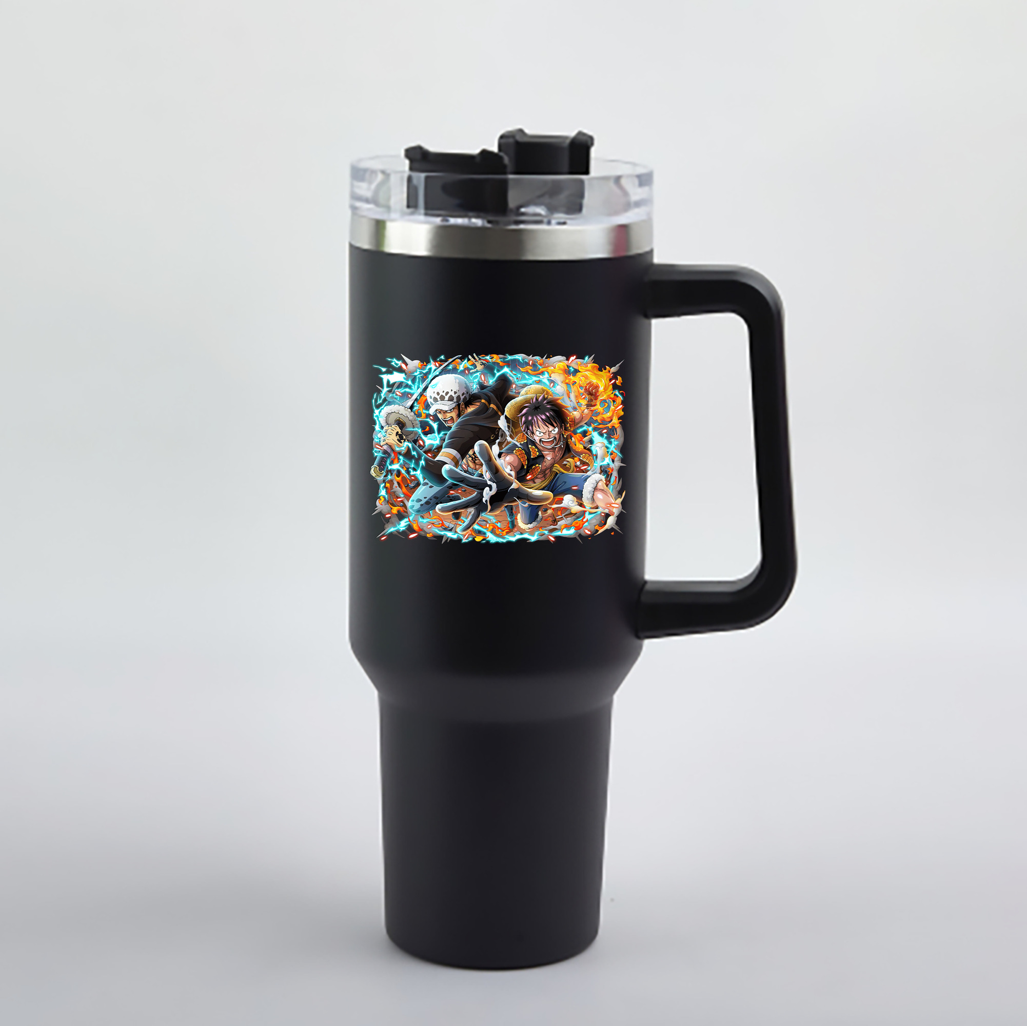 ワンピース モンキー・D・ルフィ ONE PIECE Monkey D. Luffy 1200mL車用タンブラー - クリスタルステッカー（プラスチックストロー付き）