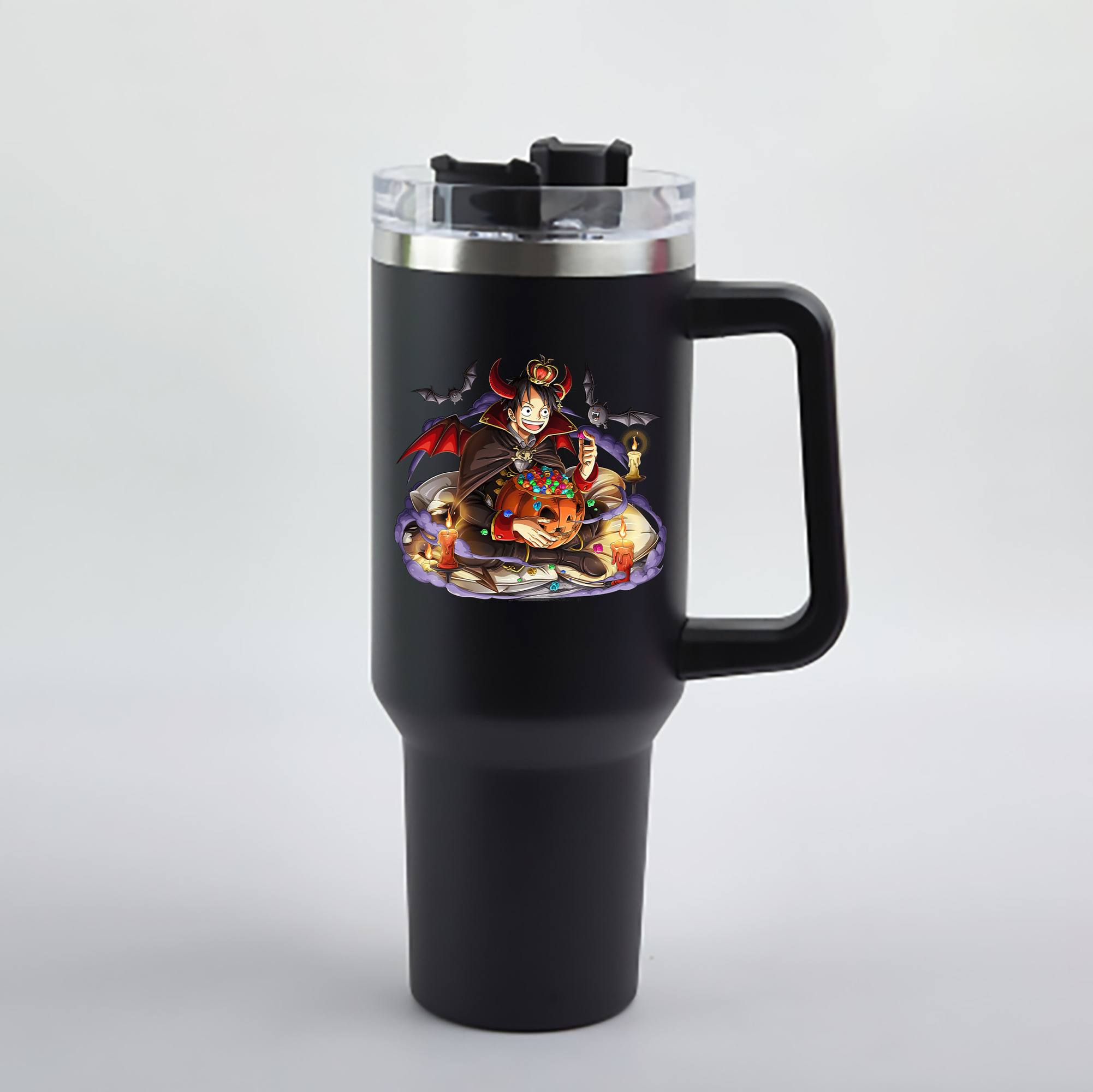 ワンピース モンキー・D・ルフィ ONE PIECE Monkey D. Luffy 1200mL車用タンブラー - クリスタルステッカー（プラスチックストロー付き）