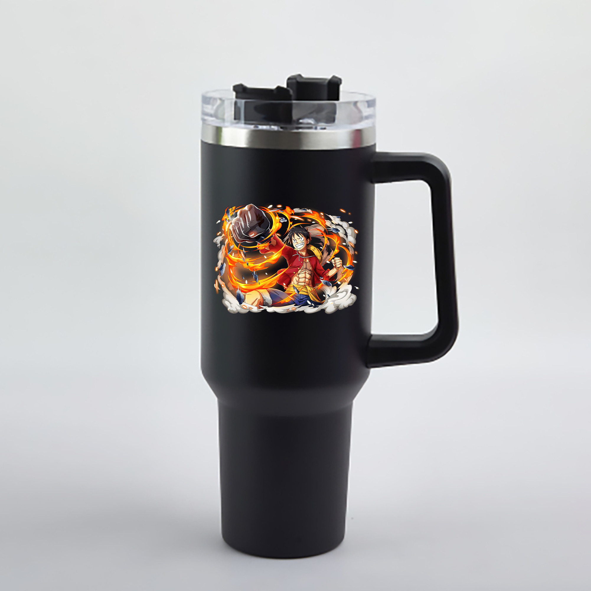 ワンピース モンキー・D・ルフィ ONE PIECE Monkey D. Luffy 1200mL車用タンブラー - クリスタルステッカー（プラスチックストロー付き）