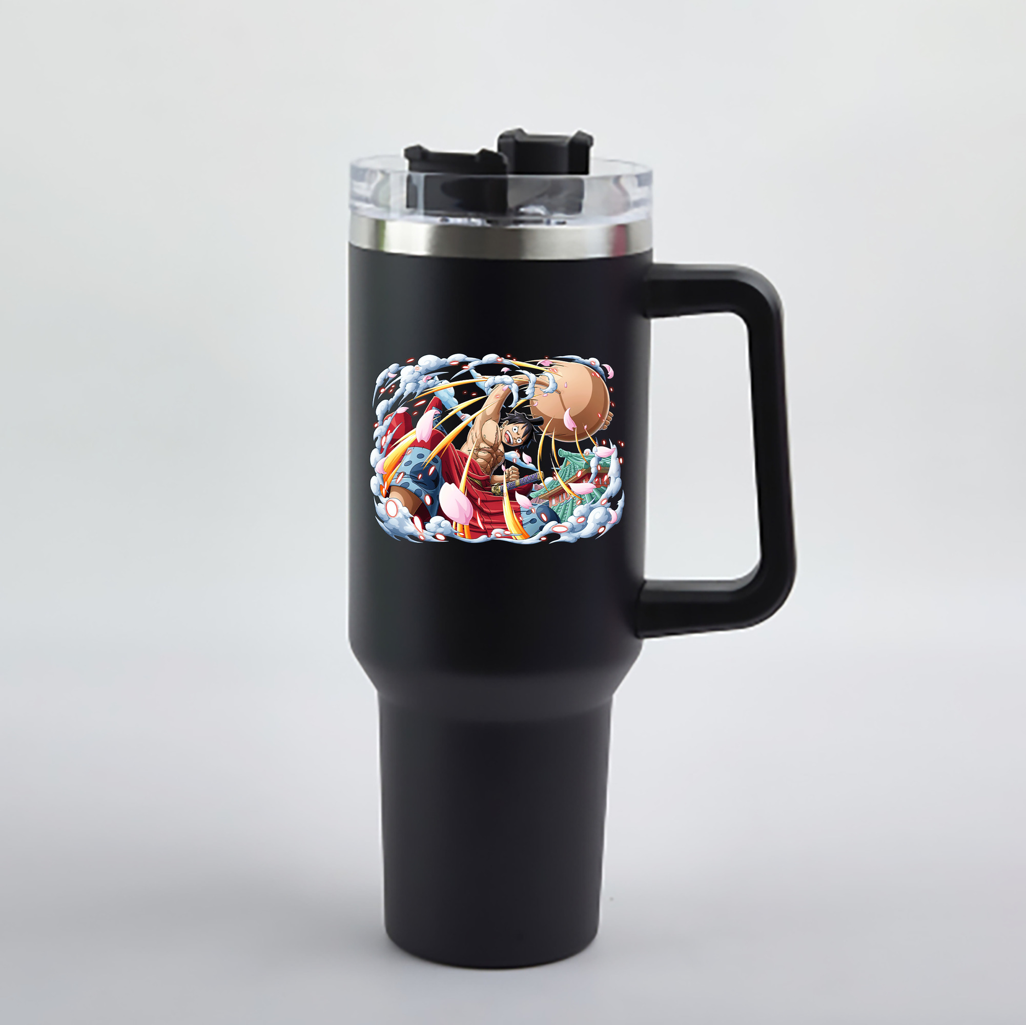 ワンピース モンキー・D・ルフィ ONE PIECE Monkey D. Luffy 1200mL車用タンブラー - クリスタルステッカー（プラスチックストロー付き）