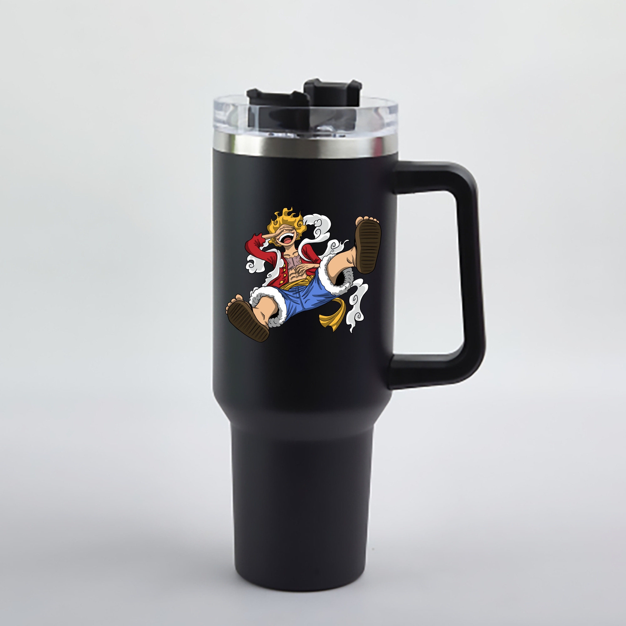 ワンピース モンキー・D・ルフィ ONE PIECE Monkey D. Luffy 1200mL車用タンブラー - クリスタルステッカー（プラスチックストロー付き）
