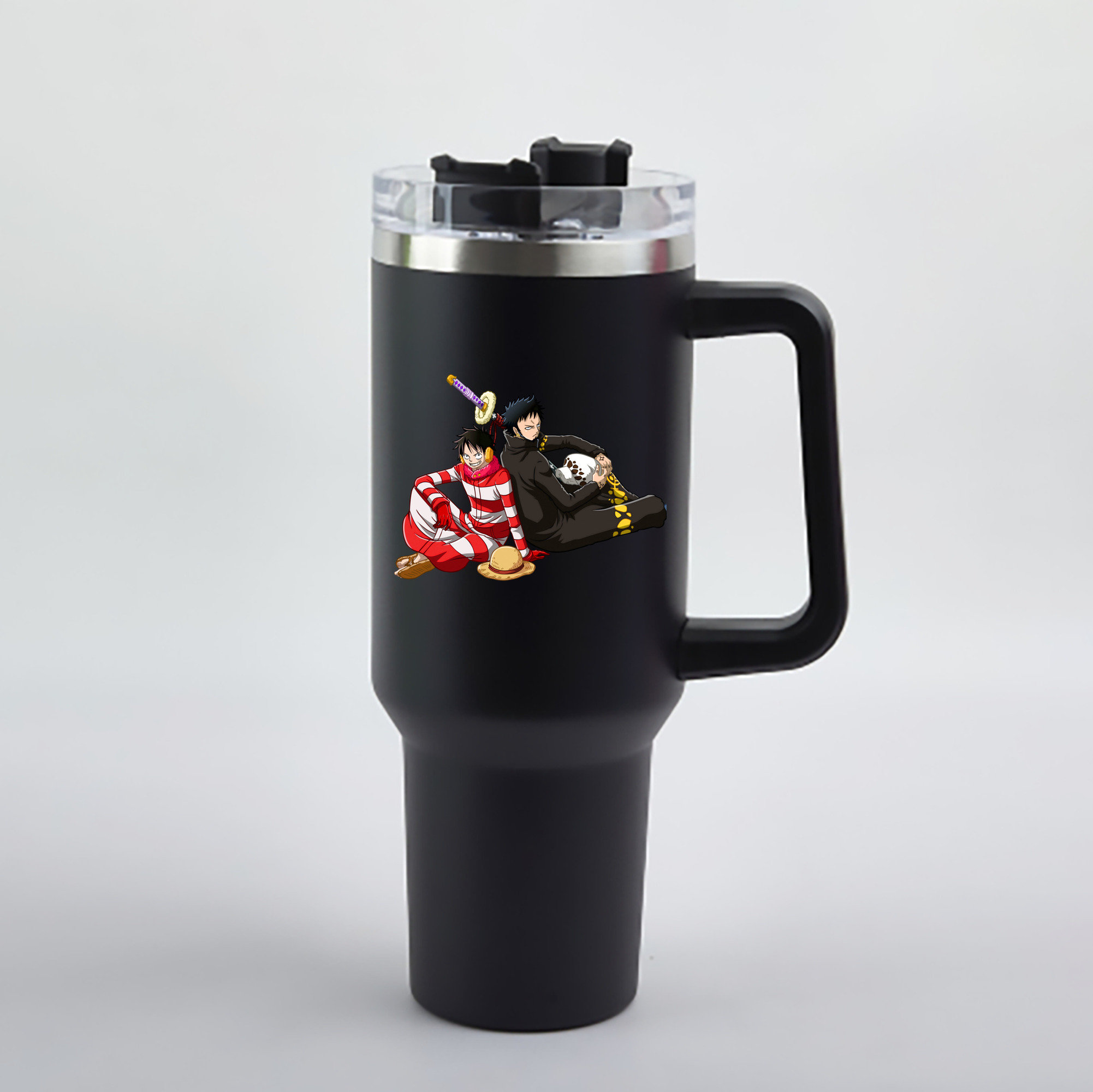 ワンピース モンキー・D・ルフィ ONE PIECE Monkey D. Luffy 1200mL車用タンブラー - クリスタルステッカー（プラスチックストロー付き）