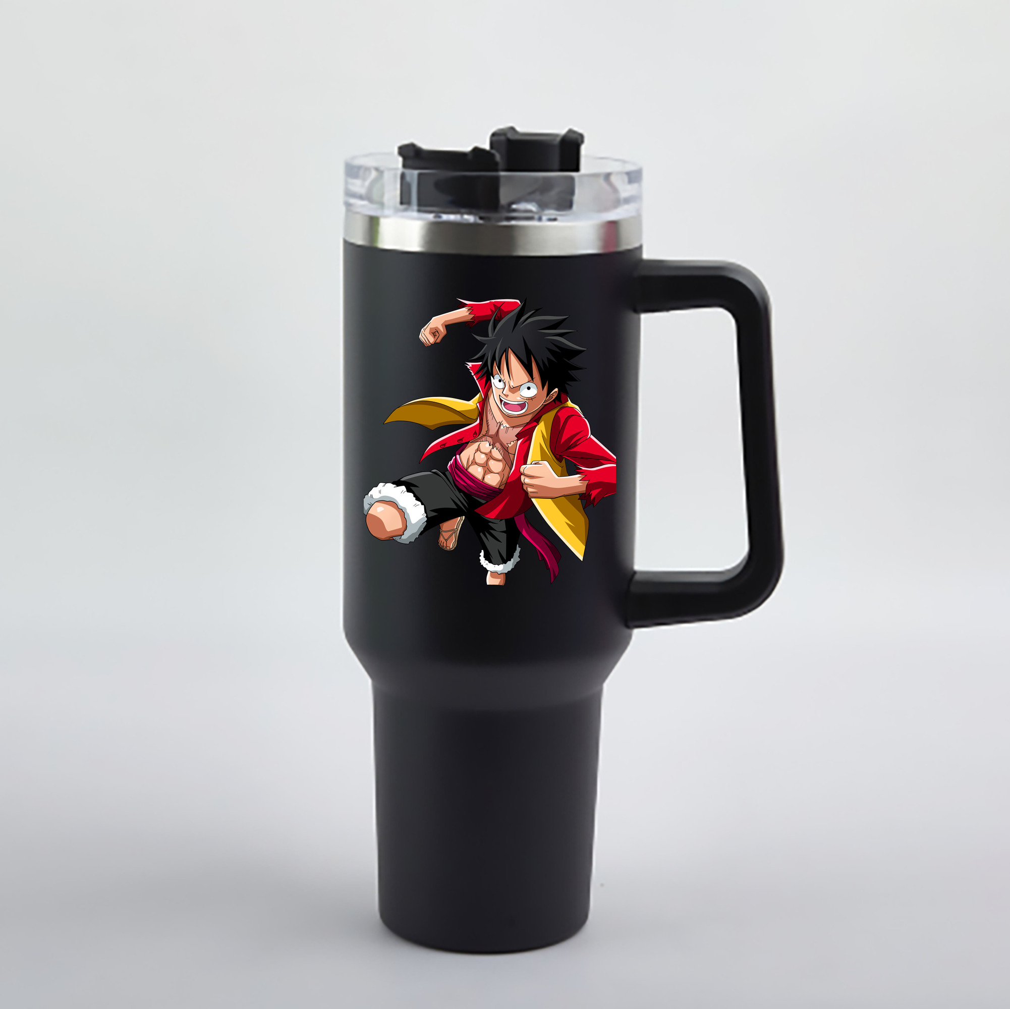 ワンピース モンキー・D・ルフィ ONE PIECE Monkey D. Luffy 1200mL車用タンブラー - クリスタルステッカー（プラスチックストロー付き）