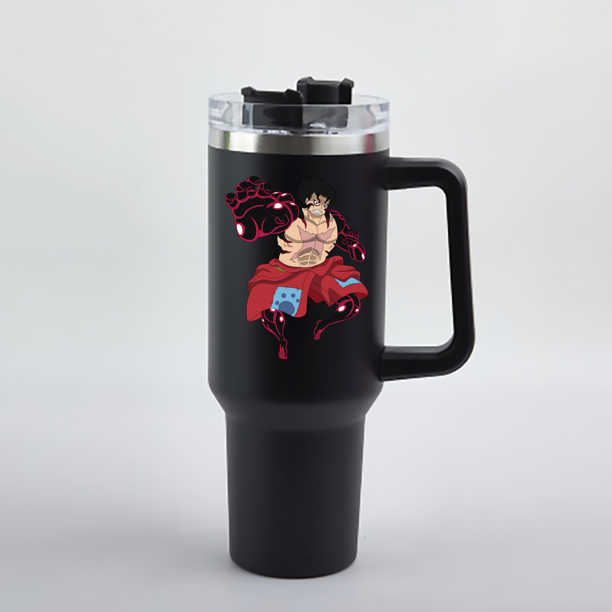 ワンピース モンキー・D・ルフィ ONE PIECE Monkey D. Luffy 1200mL車用タンブラー - クリスタルステッカー（プラスチックストロー付き）