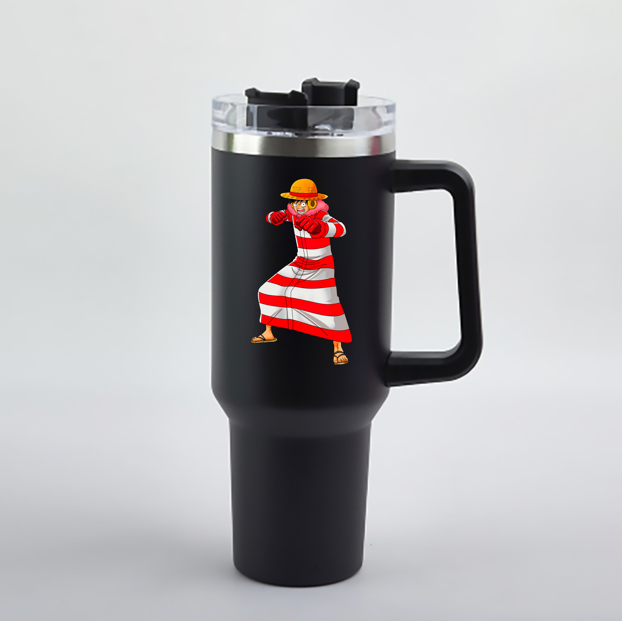 ワンピース モンキー・D・ルフィ ONE PIECE Monkey D. Luffy 1200mL車用タンブラー - クリスタルステッカー（プラスチックストロー付き）