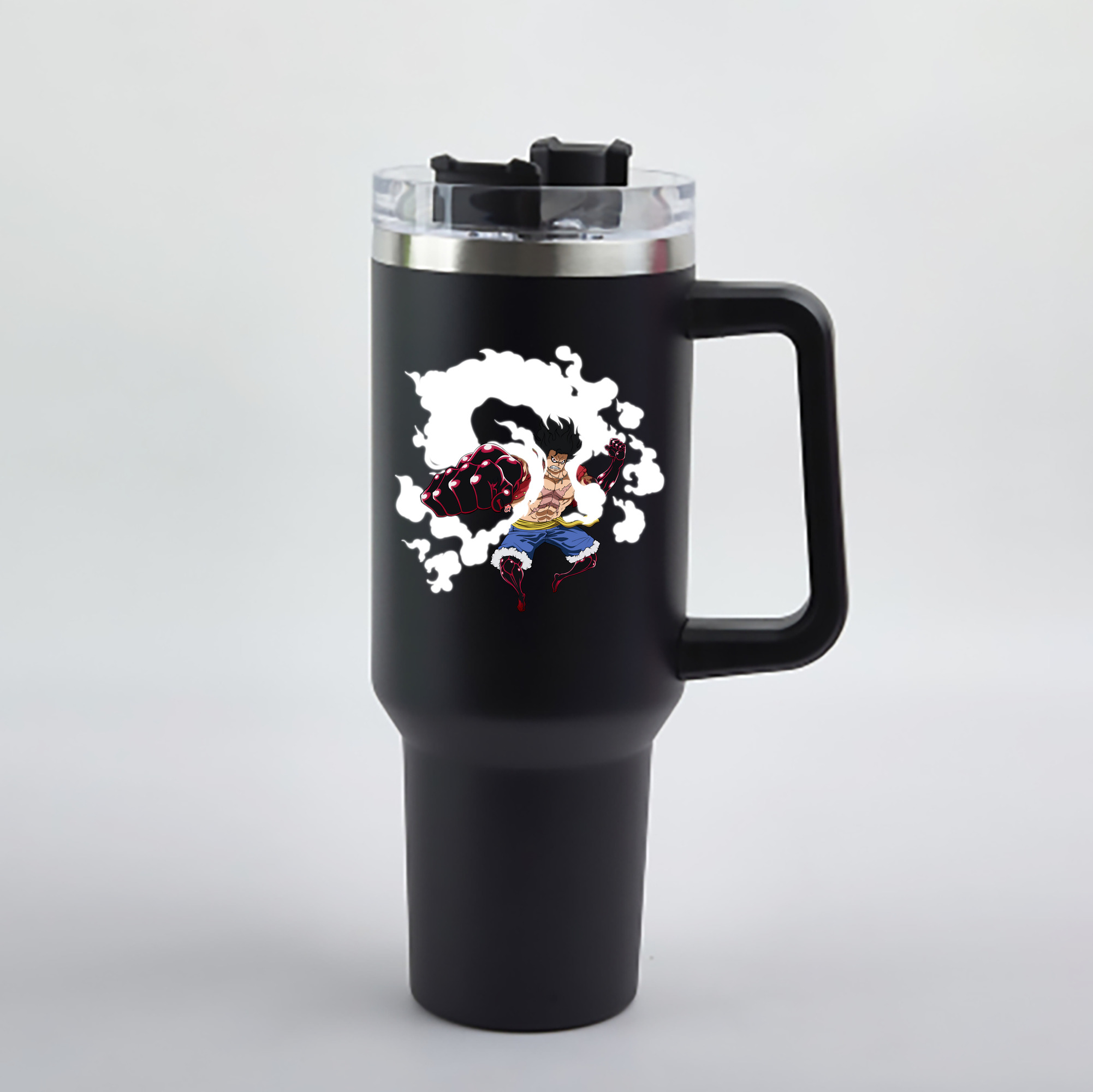 ワンピース モンキー・D・ルフィ ONE PIECE Monkey D. Luffy 1200mL車用タンブラー - クリスタルステッカー（プラスチックストロー付き）