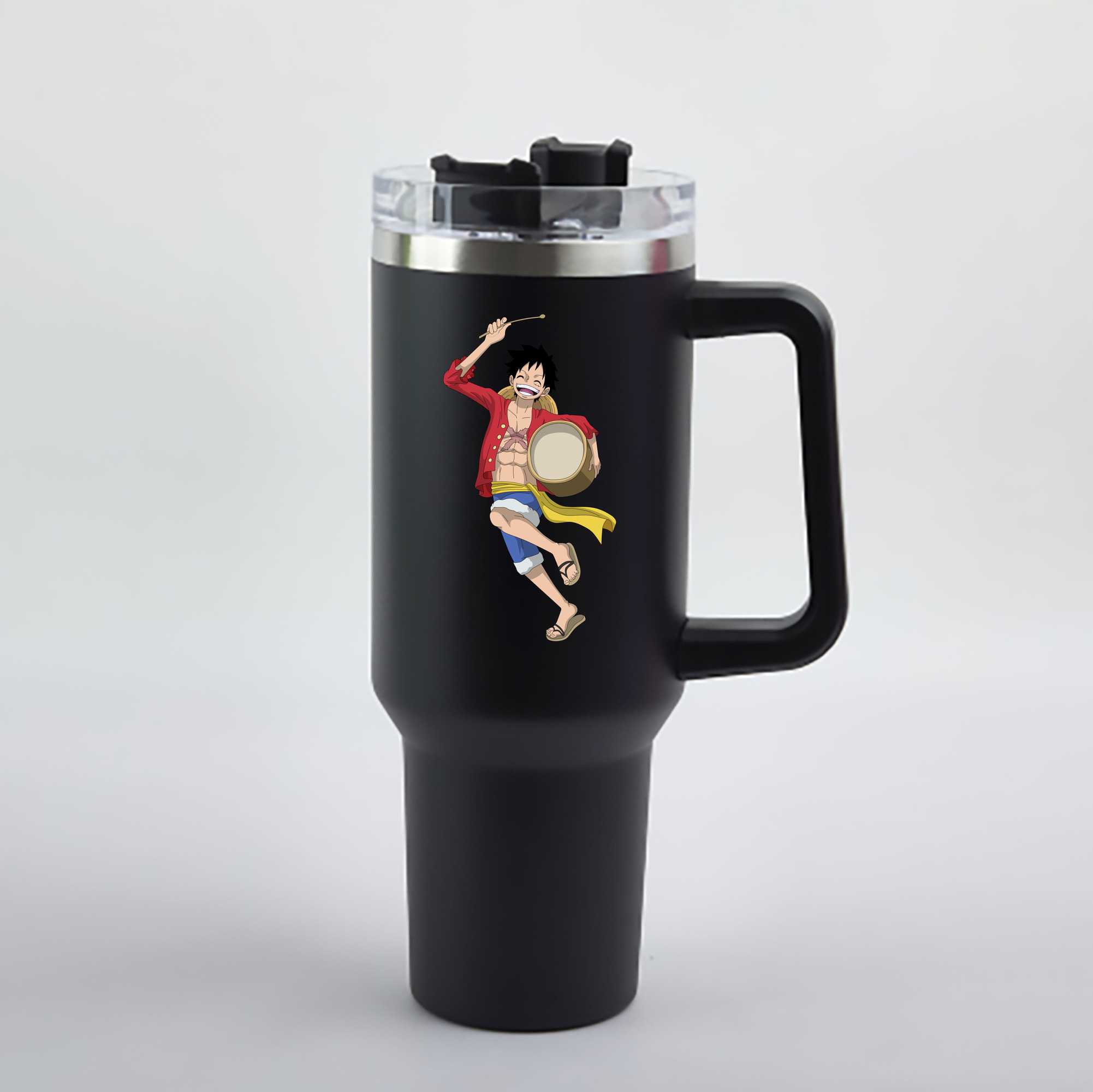 ワンピース モンキー・D・ルフィ ONE PIECE Monkey D. Luffy 1200mL車用タンブラー - クリスタルステッカー（プラスチックストロー付き）