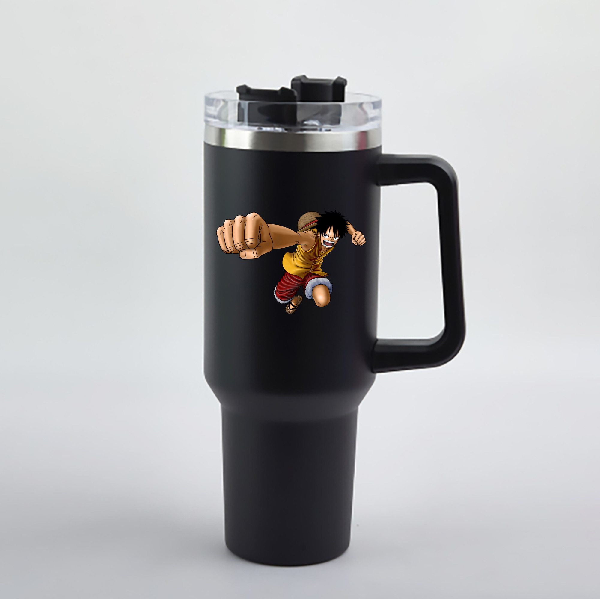 ワンピース モンキー・D・ルフィ ONE PIECE Monkey D. Luffy 1200mL車用タンブラー - クリスタルステッカー（プラスチックストロー付き）