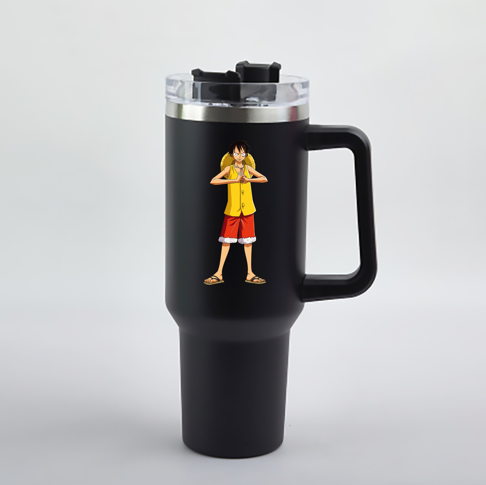 ワンピース モンキー・D・ルフィ ONE PIECE Monkey D. Luffy 1200mL車用タンブラー - クリスタルステッカー（プラスチックストロー付き）