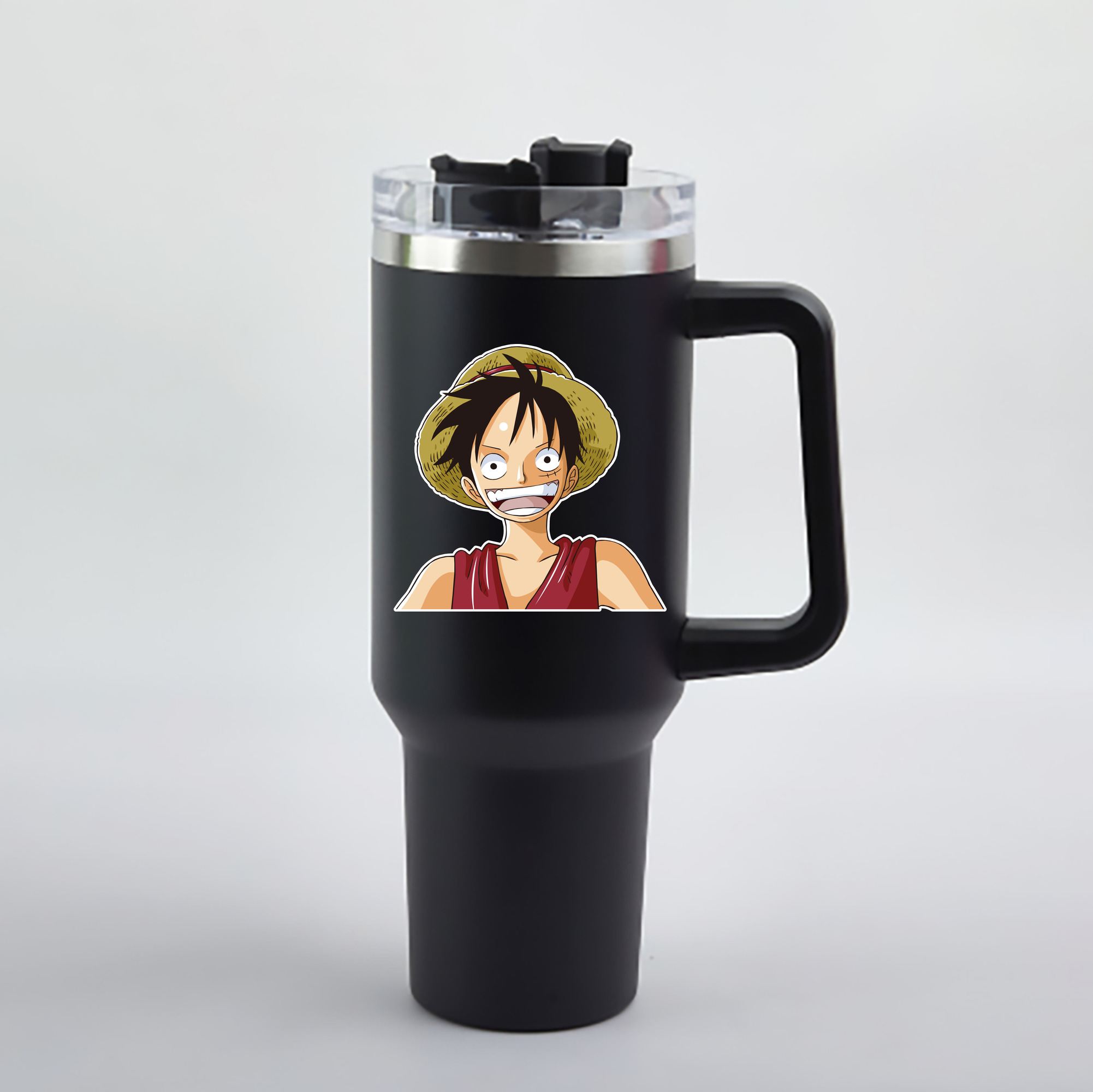 ワンピース モンキー・D・ルフィ ONE PIECE Monkey D. Luffy 1200mL車用タンブラー - クリスタルステッカー（プラスチックストロー付き）