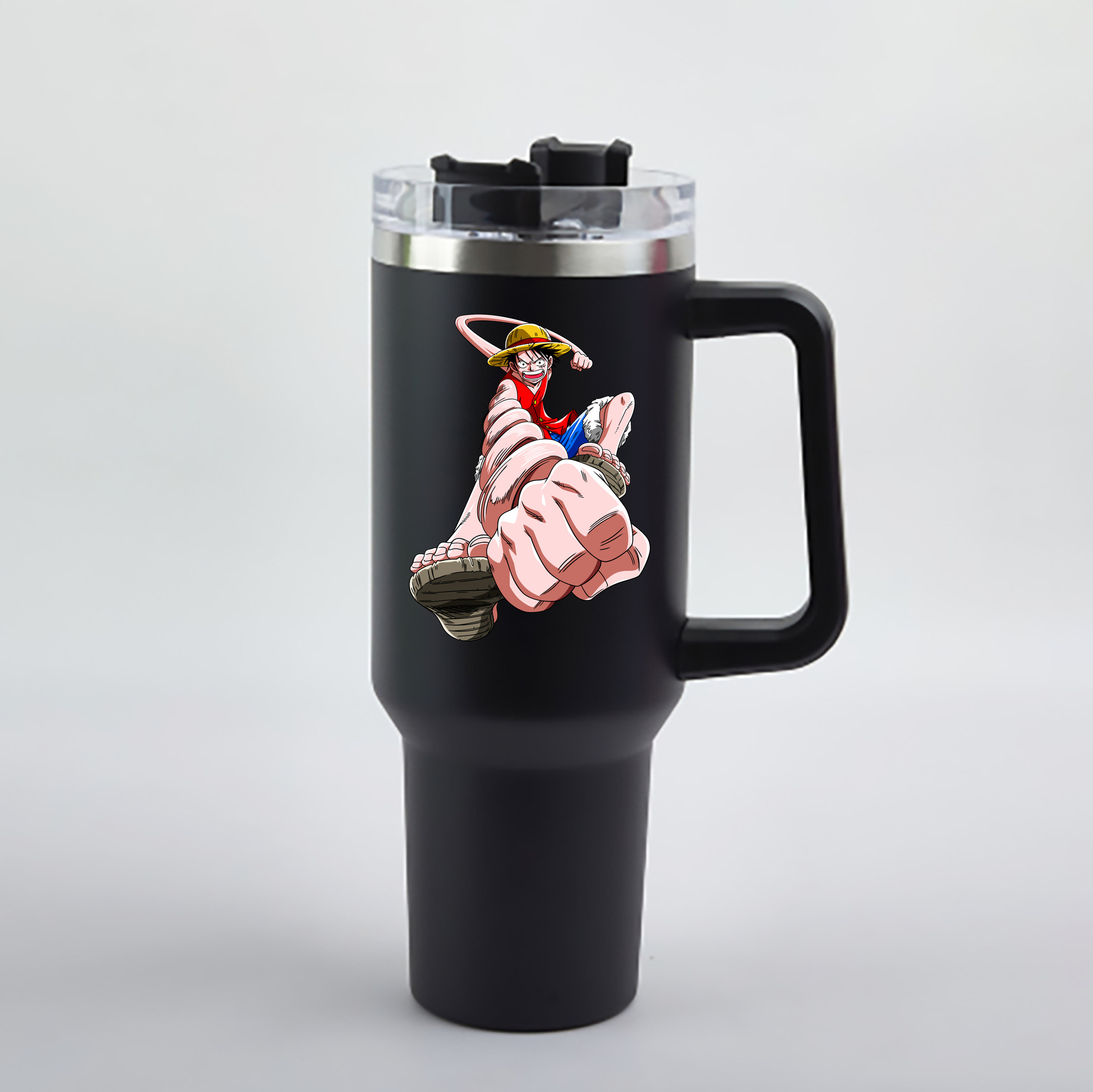 ワンピース モンキー・D・ルフィ ONE PIECE Monkey D. Luffy 1200mL車用タンブラー - クリスタルステッカー（プラスチックストロー付き）