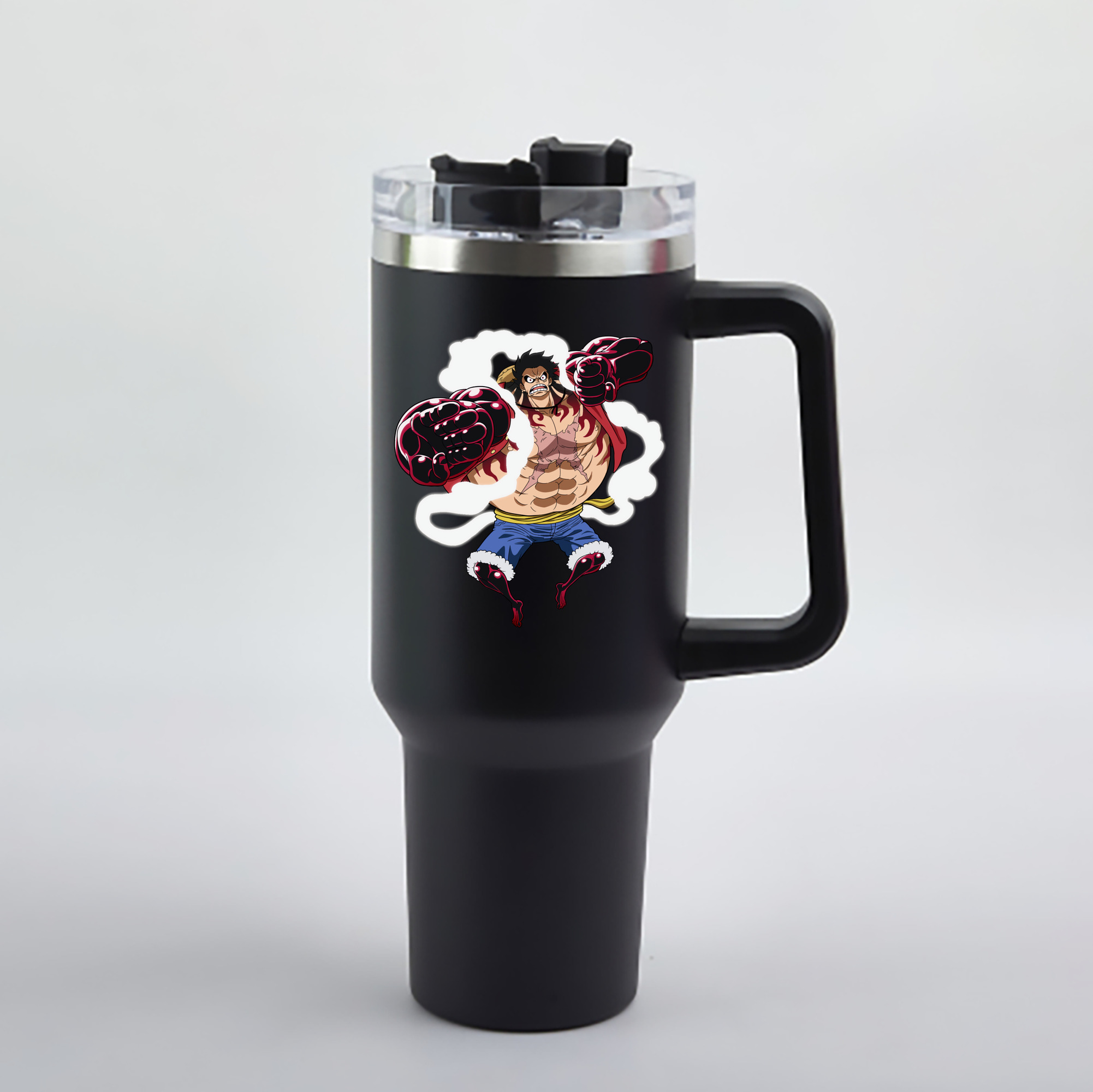 ワンピース モンキー・D・ルフィ ONE PIECE Monkey D. Luffy 1200mL車用タンブラー - クリスタルステッカー（プラスチックストロー付き）
