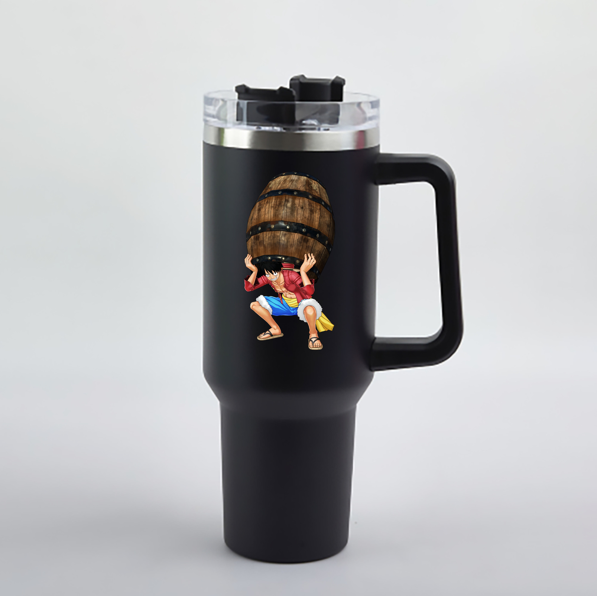 ワンピース モンキー・D・ルフィ ONE PIECE Monkey D. Luffy 1200mL車用タンブラー - クリスタルステッカー（プラスチックストロー付き）
