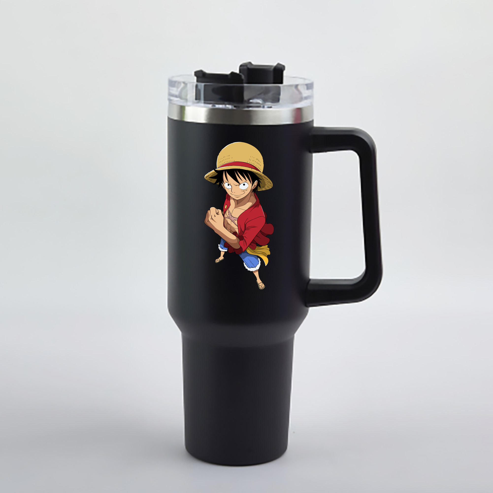 ワンピース モンキー・D・ルフィ ONE PIECE Monkey D. Luffy 1200mL車用タンブラー - クリスタルステッカー（プラスチックストロー付き）