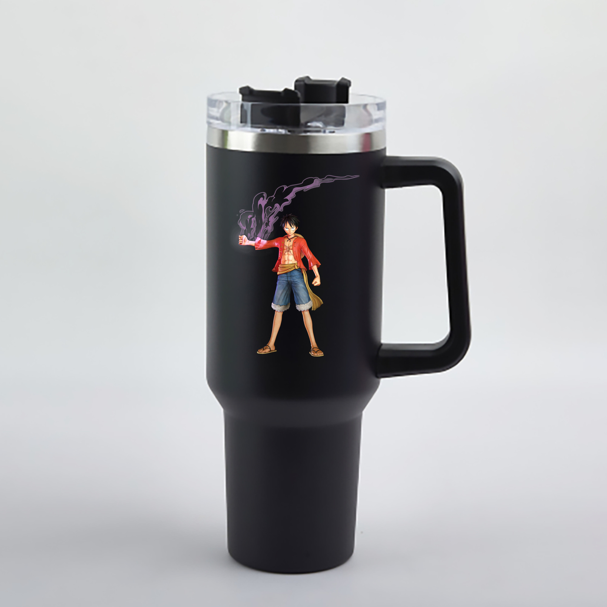 ワンピース モンキー・D・ルフィ ONE PIECE Monkey D. Luffy 1200mL車用タンブラー - クリスタルステッカー（プラスチックストロー付き）