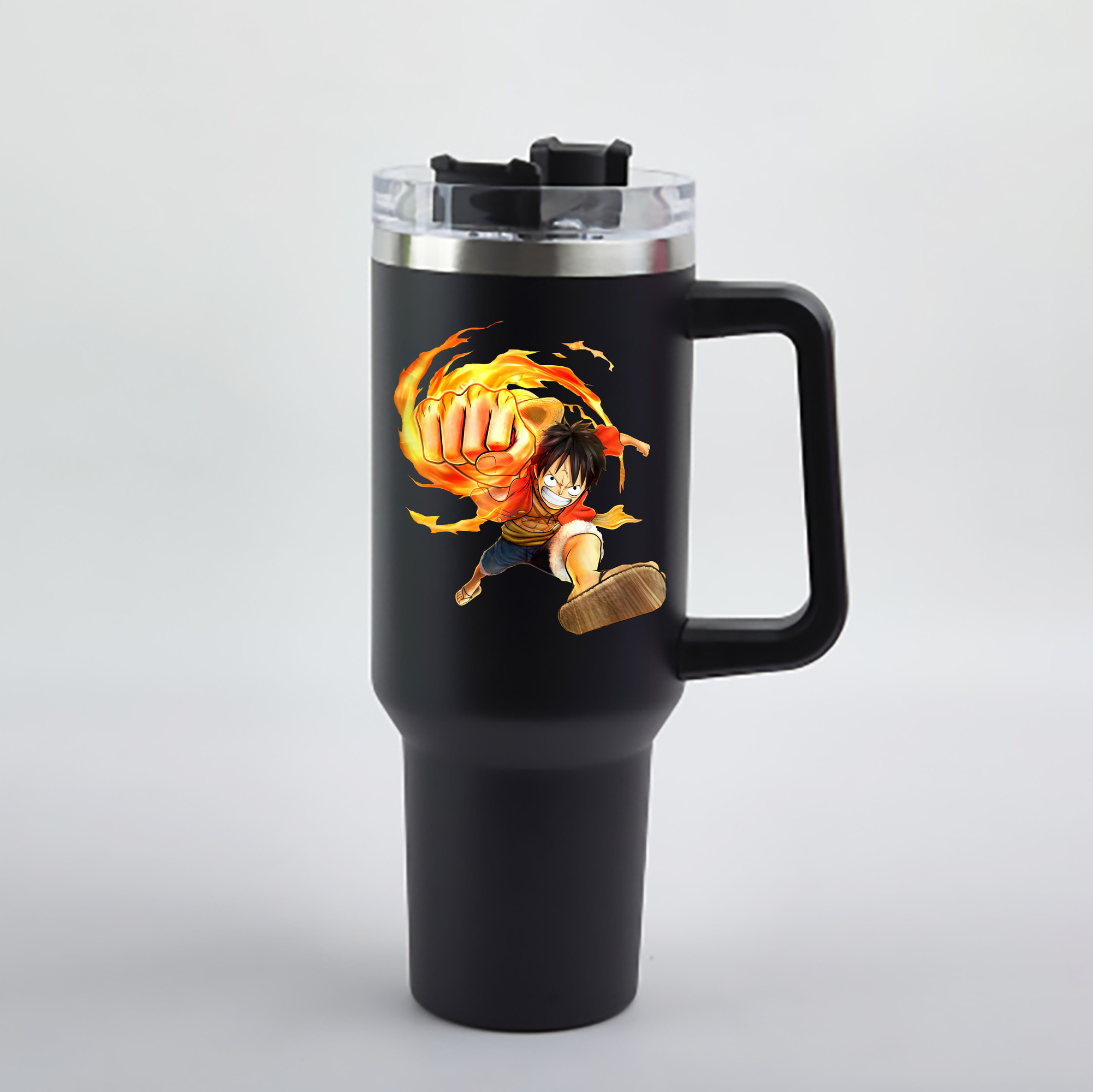 ワンピース モンキー・D・ルフィ ONE PIECE Monkey D. Luffy 1200mL車用タンブラー - クリスタルステッカー（プラスチックストロー付き）