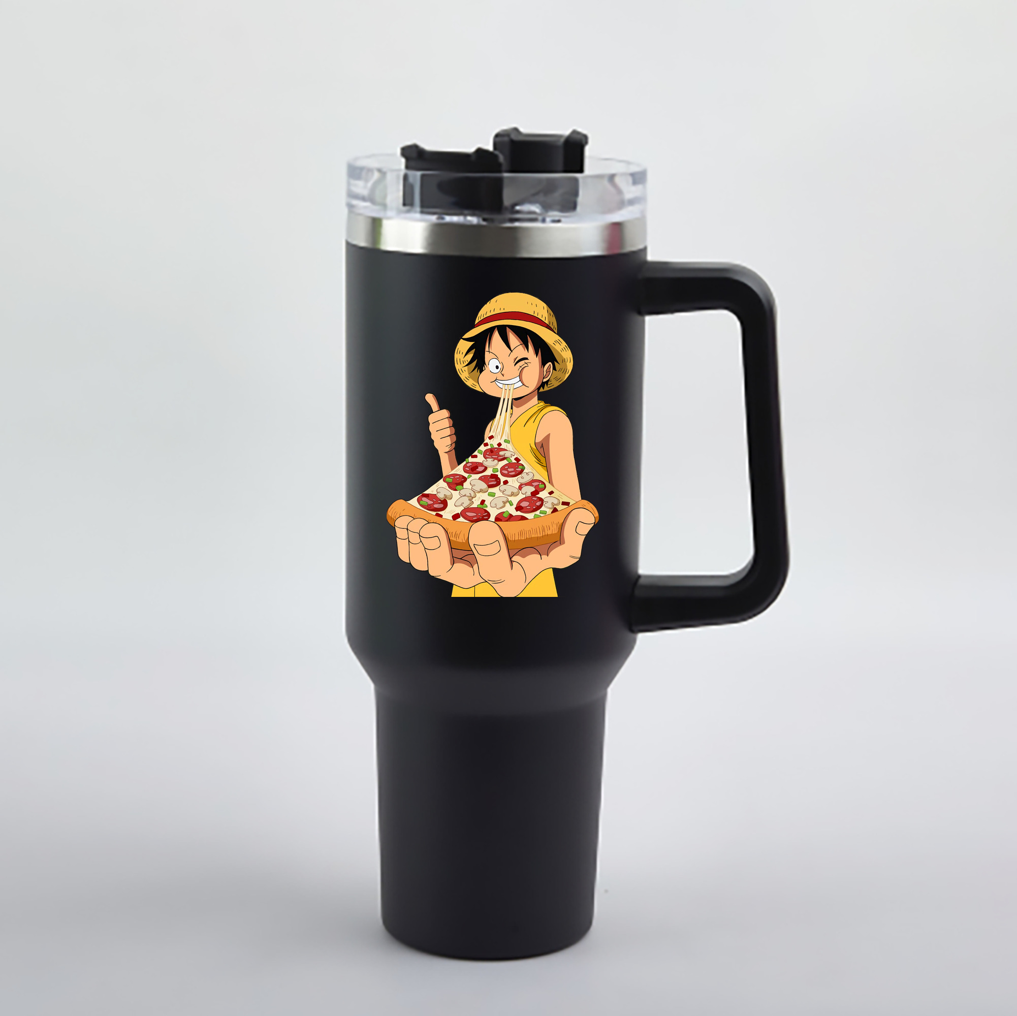 ワンピース モンキー・D・ルフィ ONE PIECE Monkey D. Luffy 1200mL車用タンブラー - クリスタルステッカー（プラスチックストロー付き）