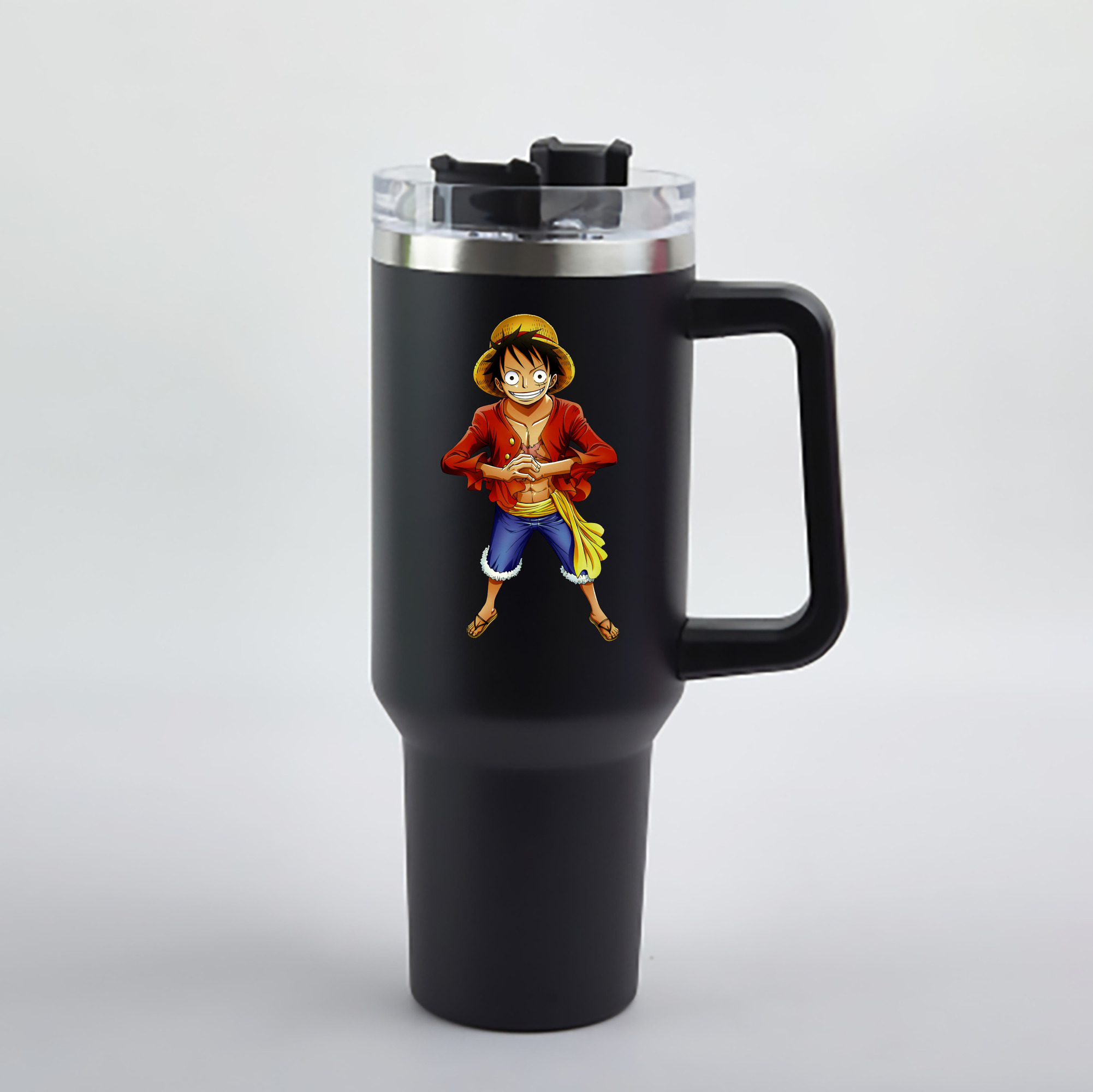 ワンピース モンキー・D・ルフィ ONE PIECE Monkey D. Luffy 1200mL車用タンブラー - クリスタルステッカー（プラスチックストロー付き）