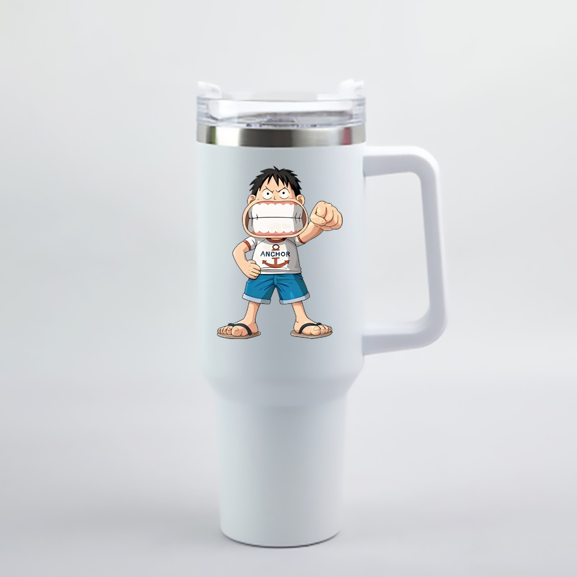 （画像用） ワンピース モンキー・D・ルフィ ONE PIECE Monkey D. Luffy 1200mL車用タンブラー - クリスタルステッカー（プラスチックストロー付き）