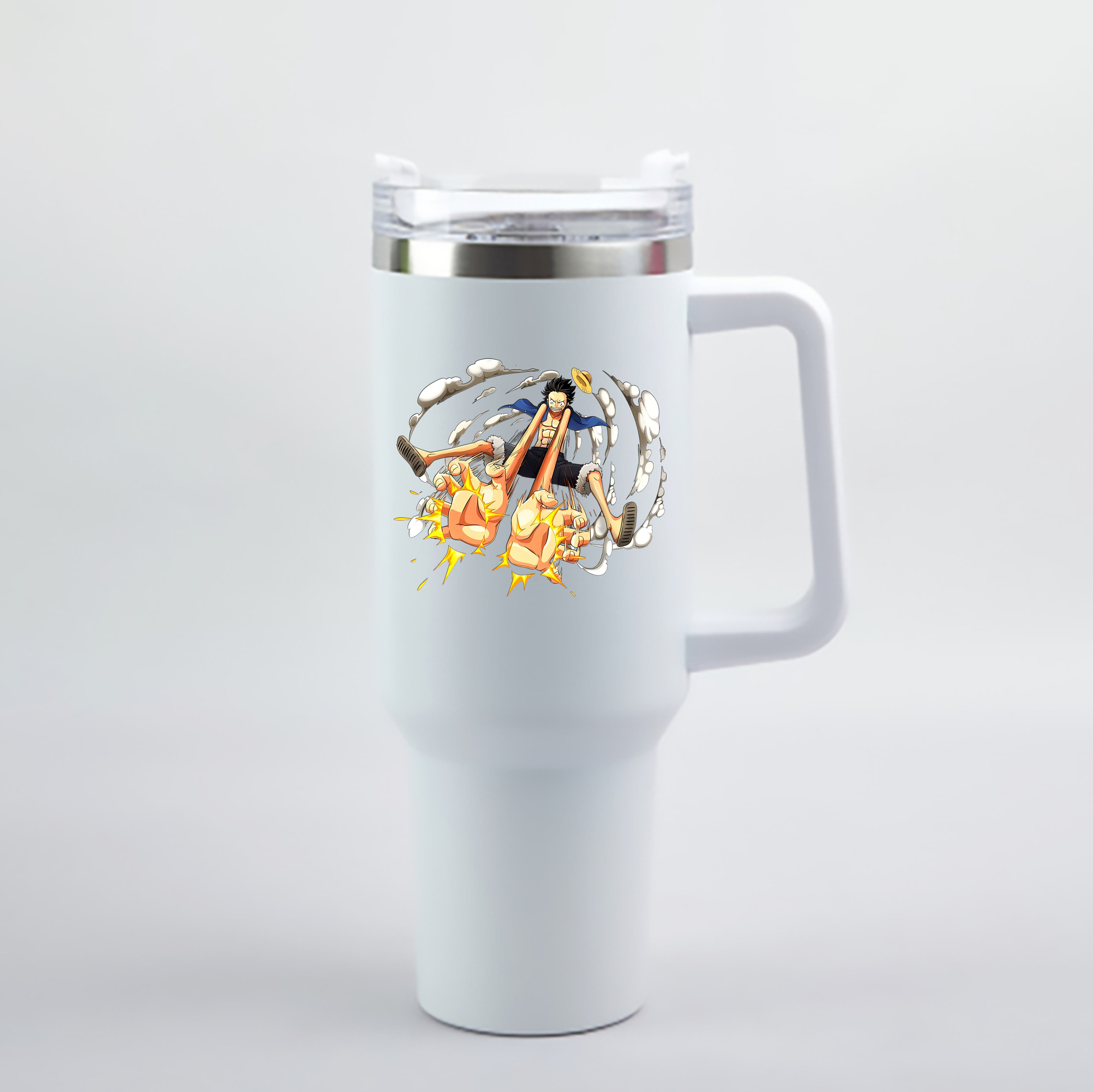 （画像用） ワンピース モンキー・D・ルフィ ONE PIECE Monkey D. Luffy 1200mL車用タンブラー - クリスタルステッカー（プラスチックストロー付き）