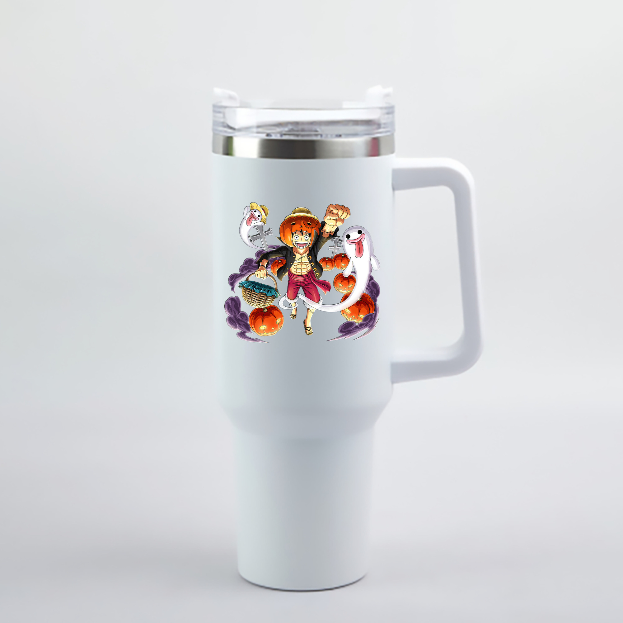 ワンピース モンキー・D・ルフィ ONE PIECE Monkey D. Luffy 1200mL車用タンブラー - クリスタルステッカー（プラスチックストロー付き）