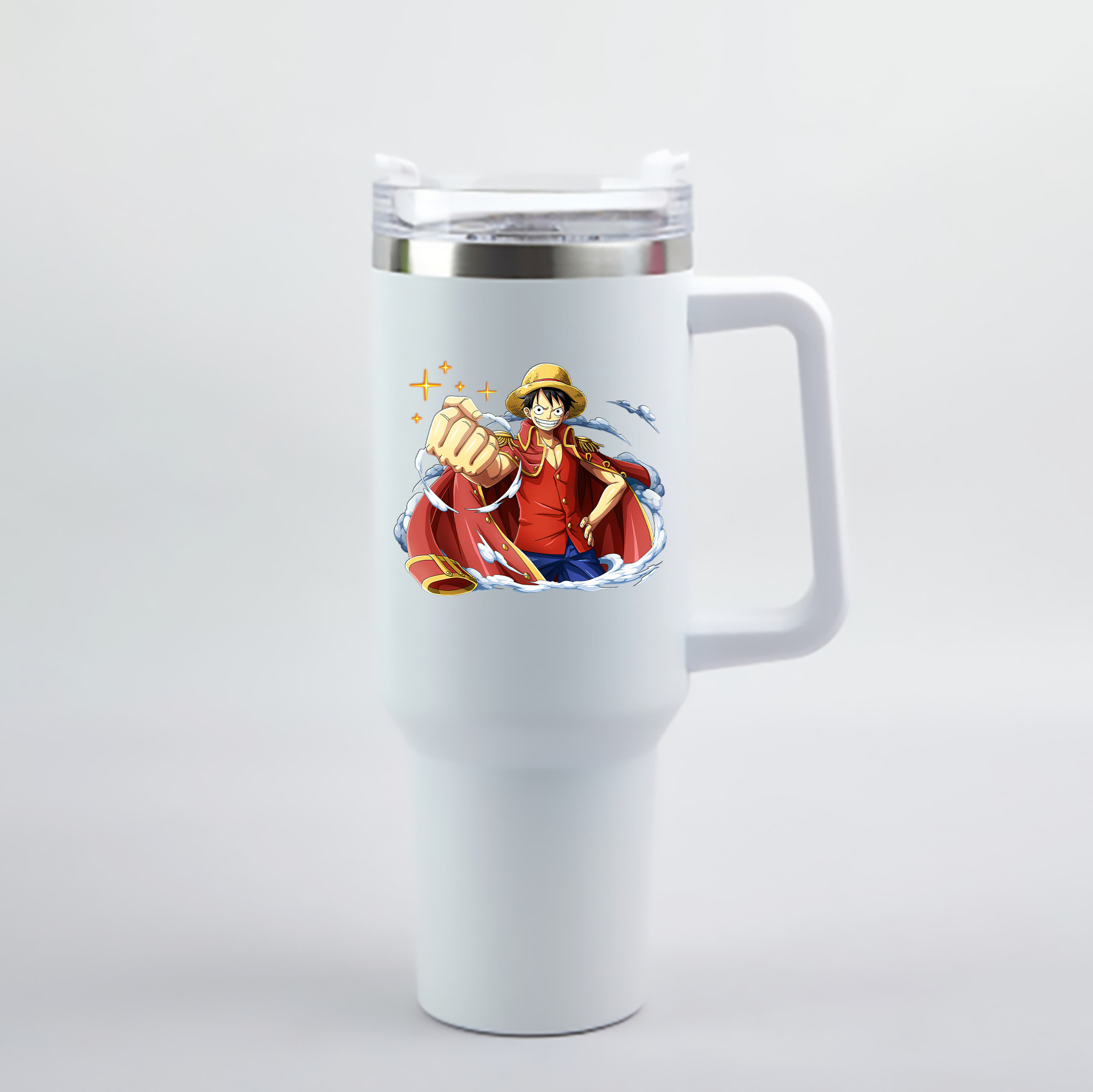 ワンピース モンキー・D・ルフィ ONE PIECE Monkey D. Luffy 1200mL車用タンブラー - クリスタルステッカー（プラスチックストロー付き）